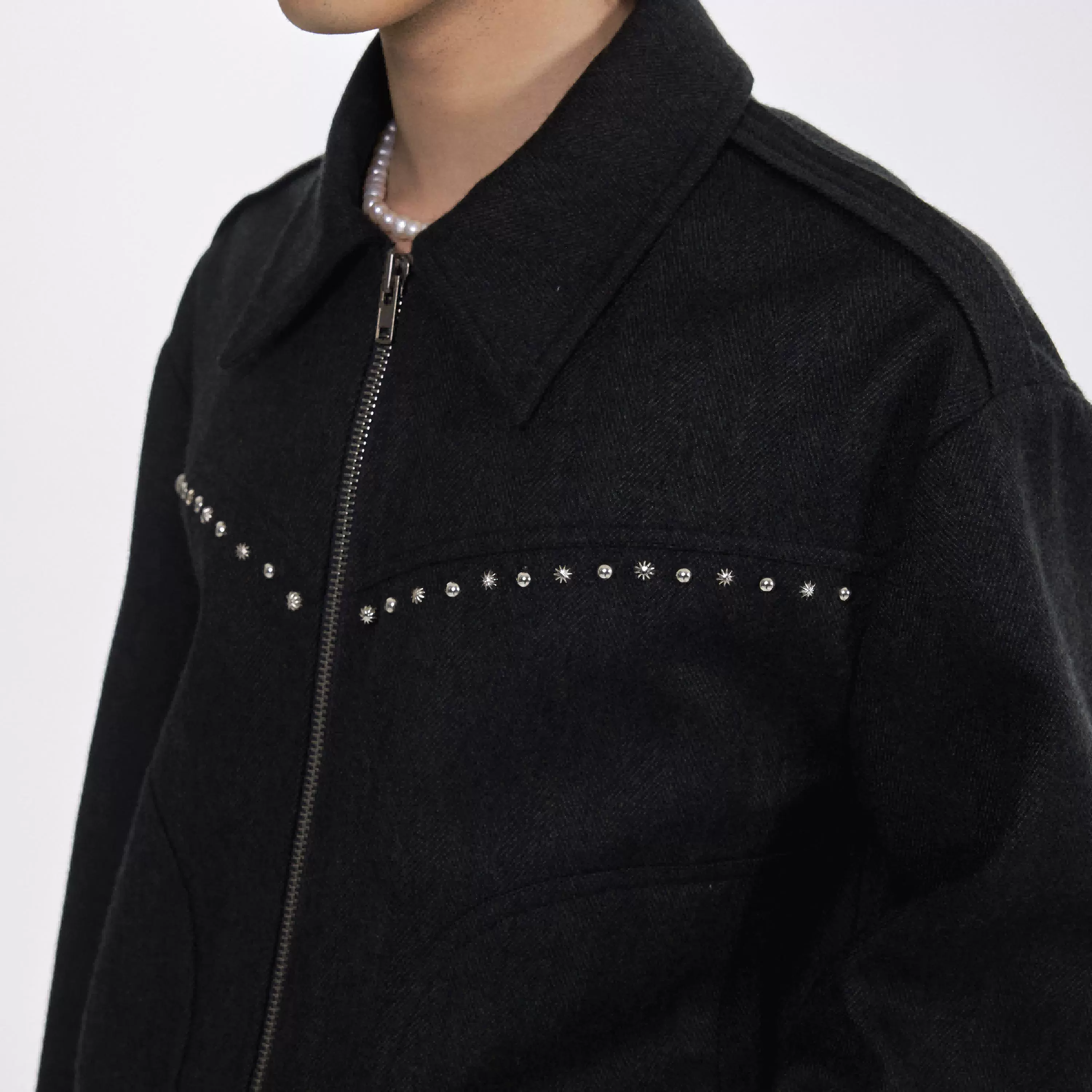 Two-Tone Wool Cropped Jacket - Image 4