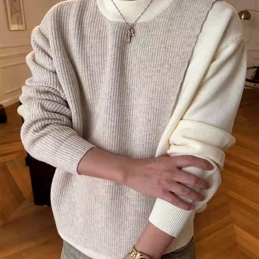Two-Tone Wool Knit Sweater - Image 2