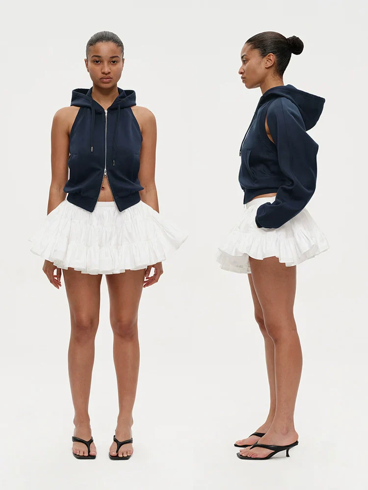 Two-Way Detachable Zipper Hooded Sweatshirt - Image 2
