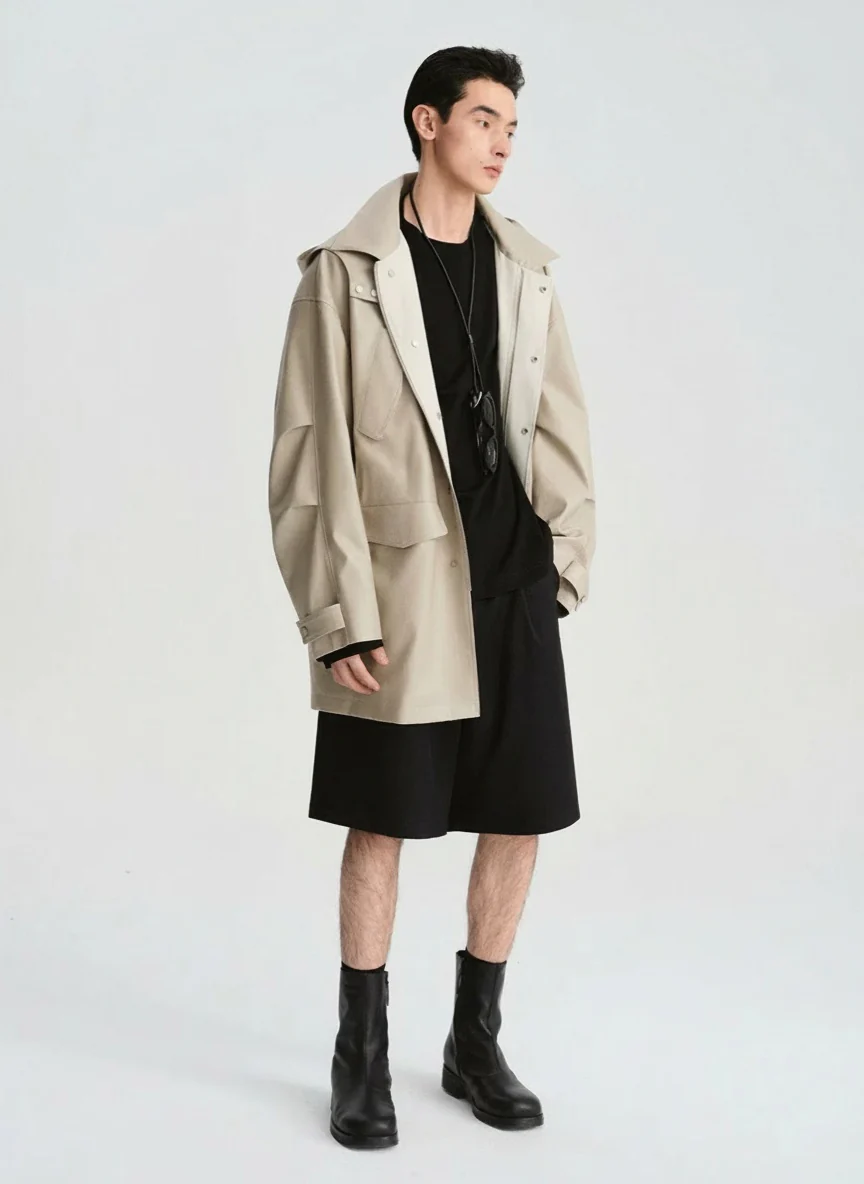 Two-Way Mid-Length Hooded Coat - Image 2