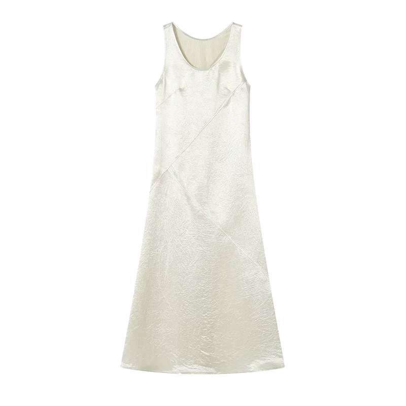 U-Neck Acetate Long Dress - Image 2