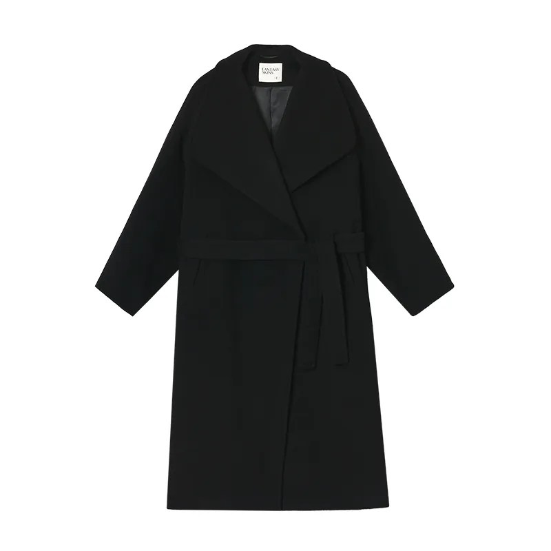 Ultrafine Wool Shawl-Collar Wrap Coat - Image 7