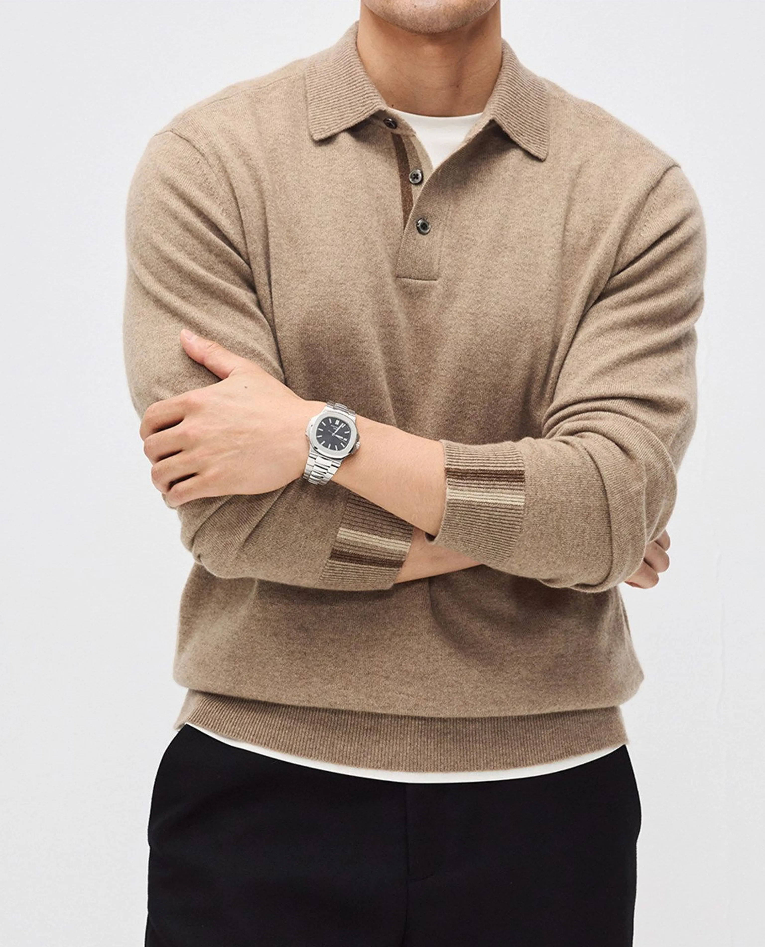 Undyed Alashan Cashmere Polo Sweater - Image 8