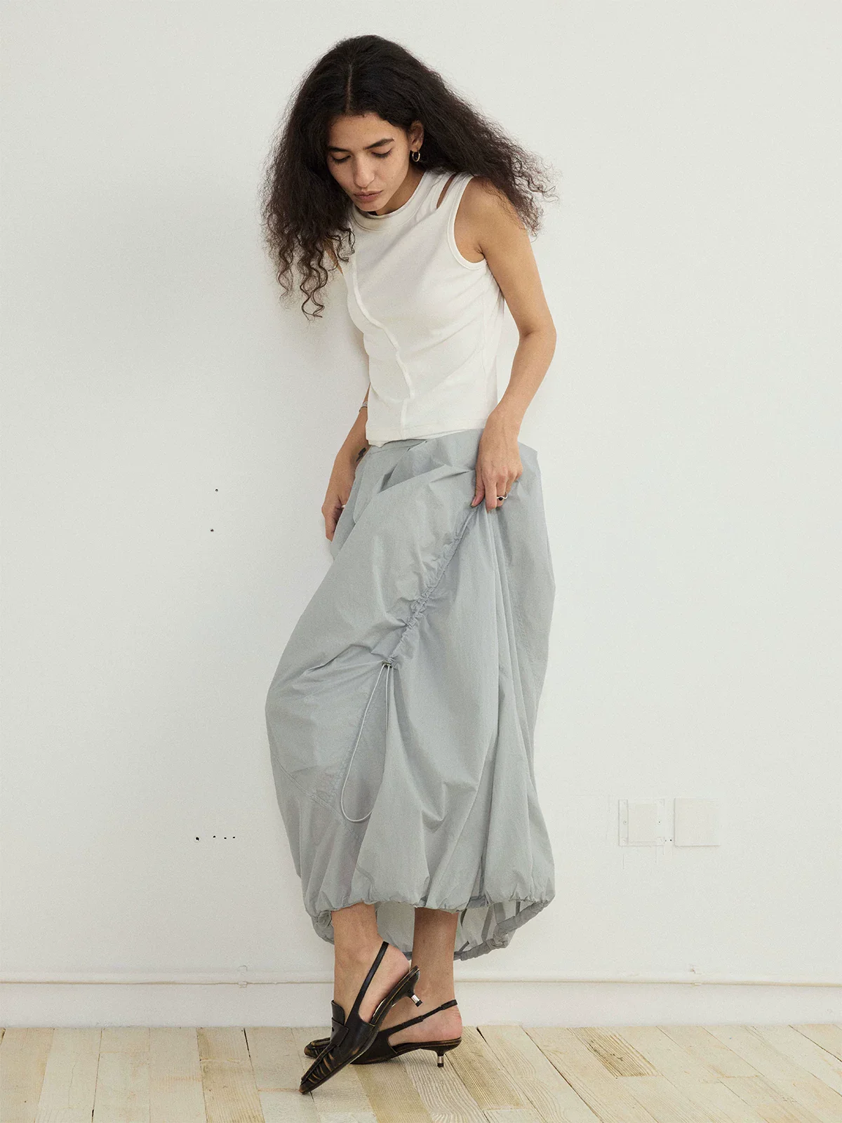 UPF 40+ Drawstring Balloon Maxi Skirt