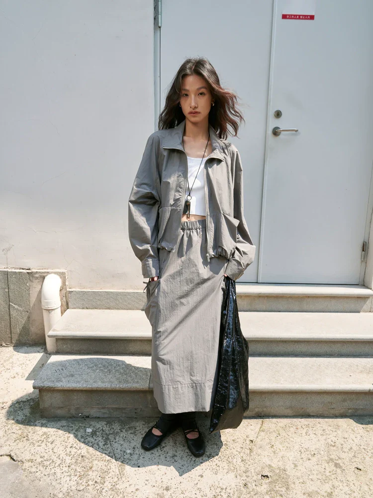 UPF50+ Stand-Collar Jacket & Utility Midi Skirt Set - Image 5