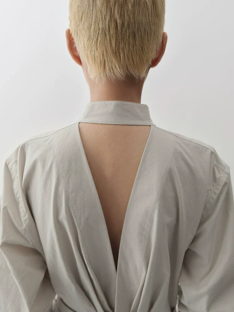 V-Back Belted Shirt Dress - Image 4