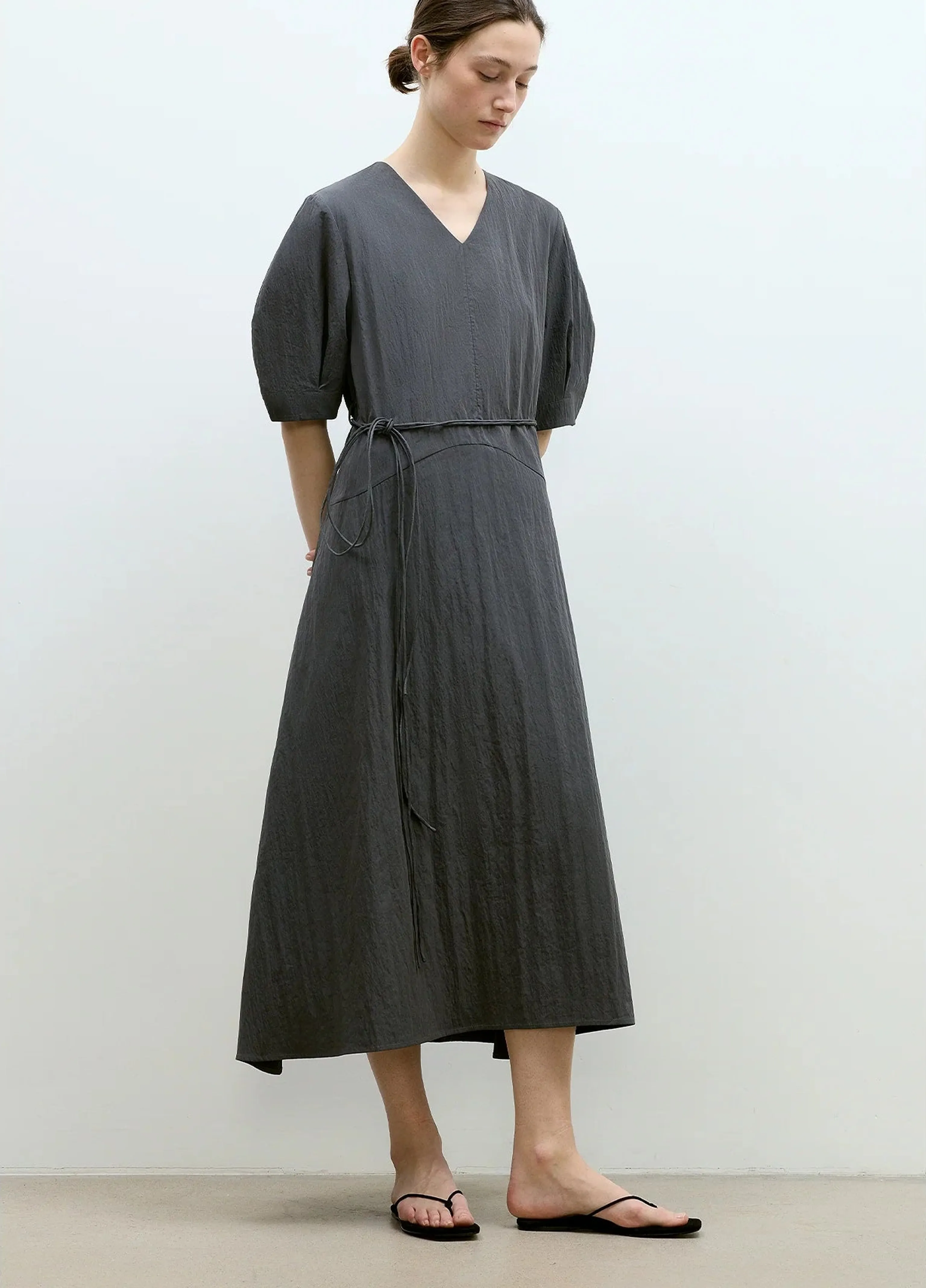 V-Neck A-Line Midi Dress - Image 2