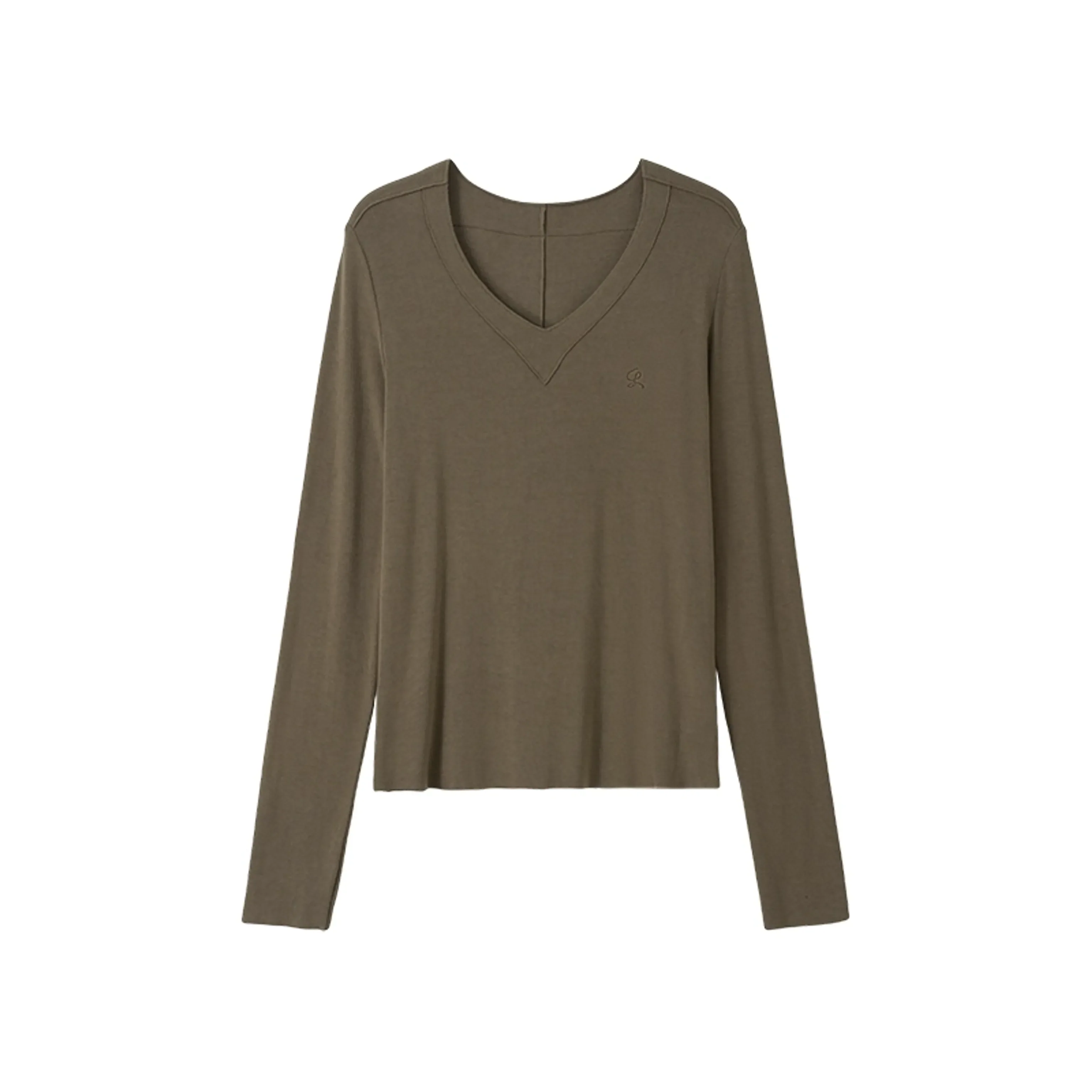 V-Neck Drape Long-Sleeved Top - Image 7
