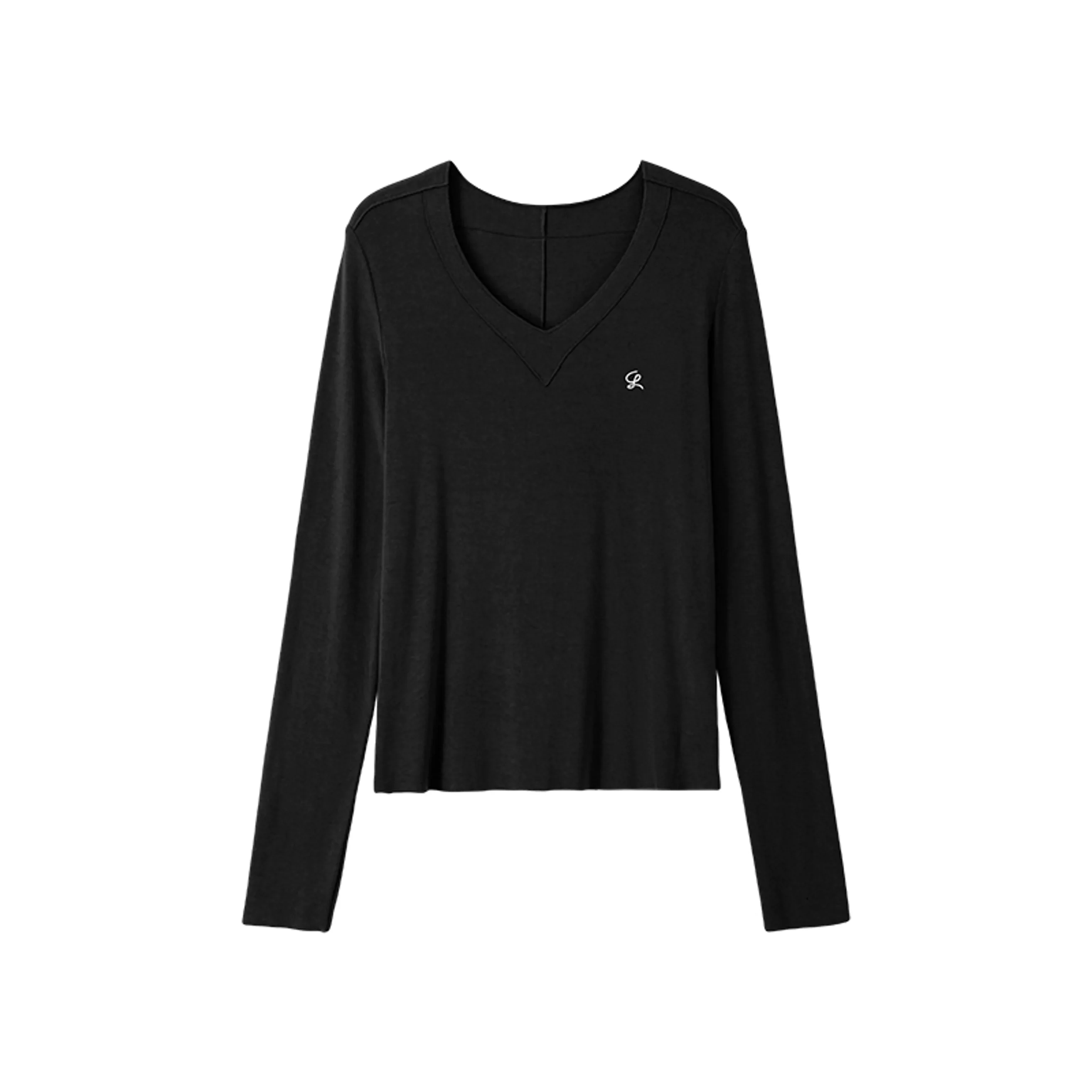 V-Neck Drape Long-Sleeved Top - Image 8