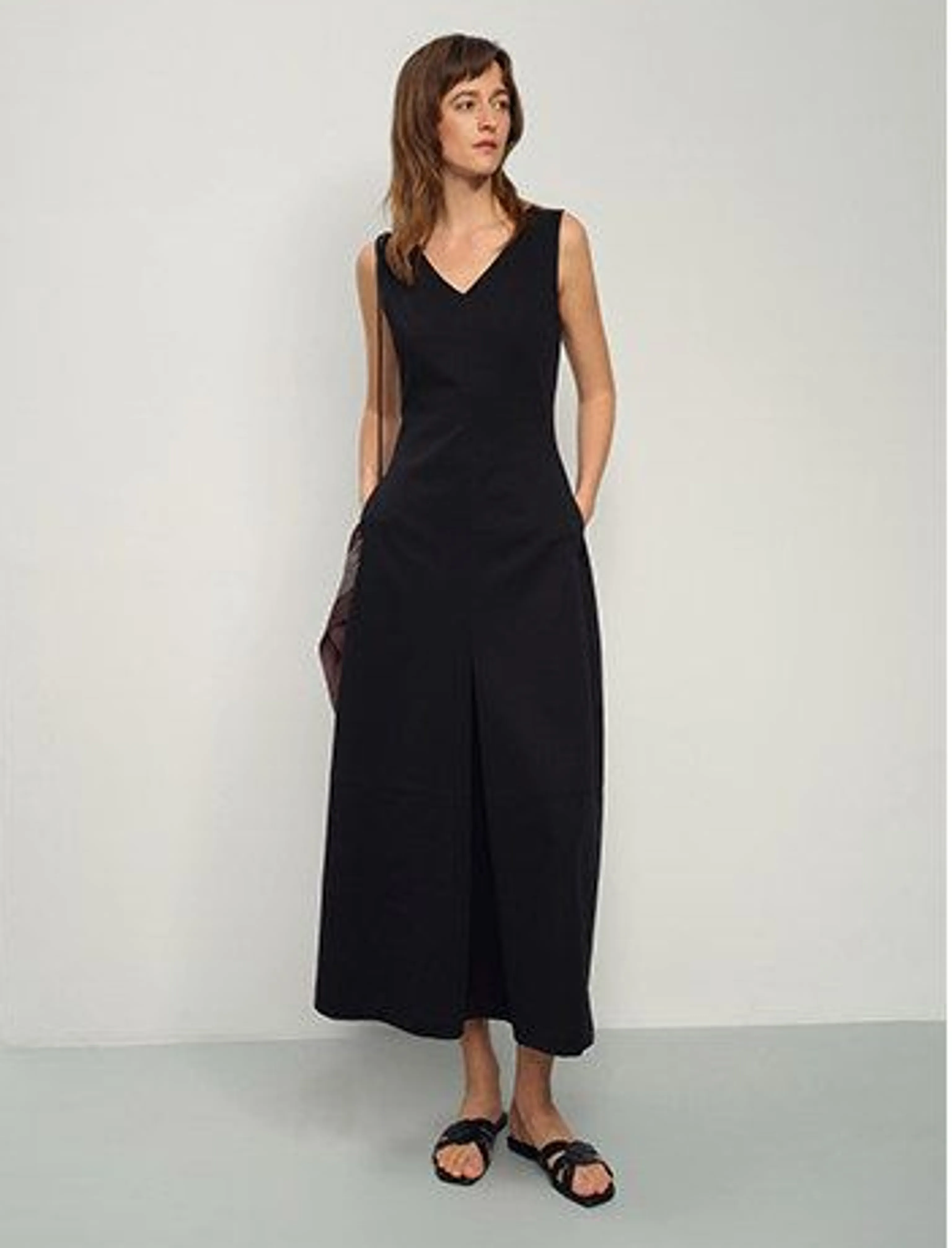 V-Neck Knit A-Line Maxi Dress - Image 4