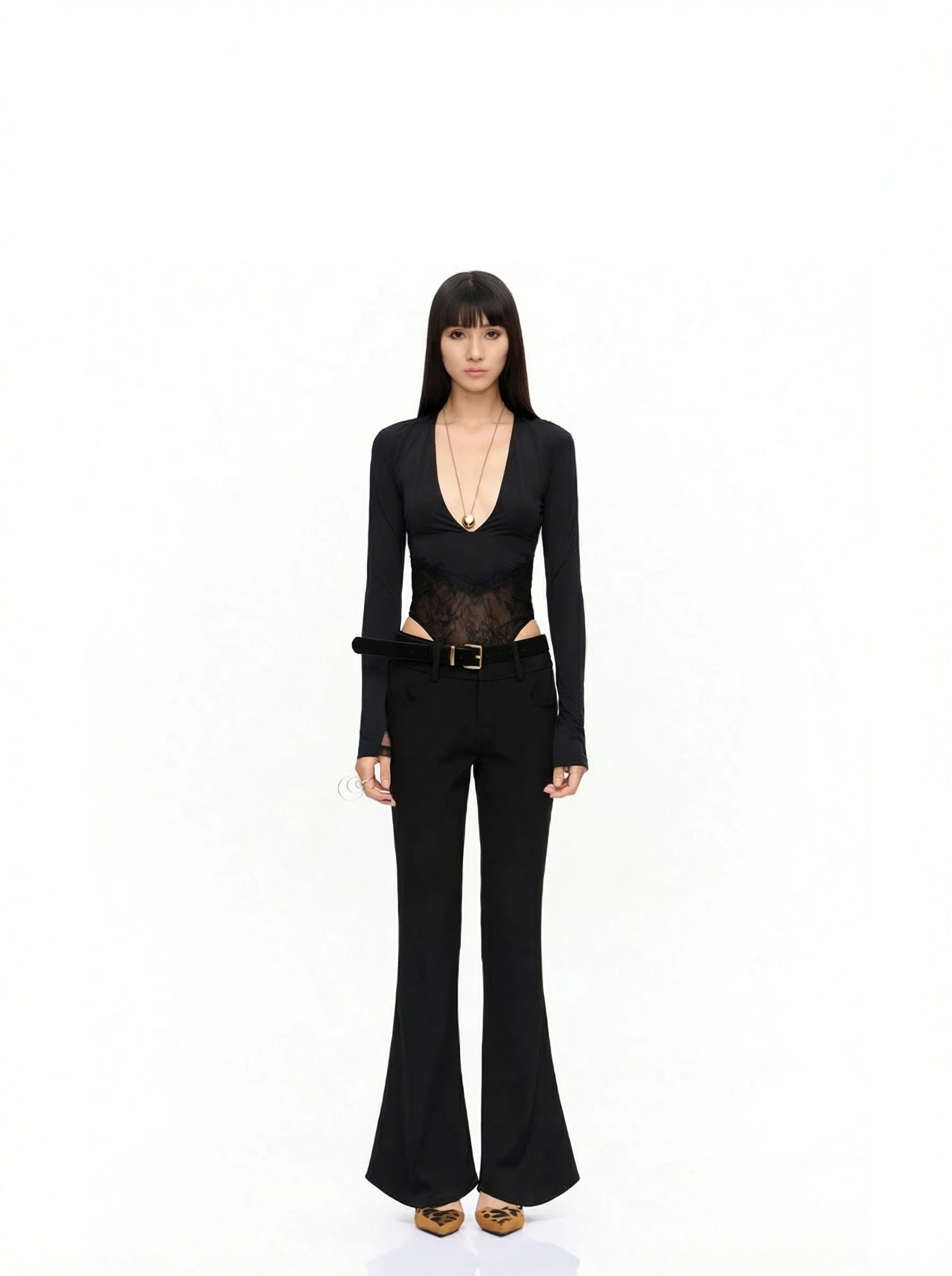 V-Neck Lace Bodysuit - Image 5