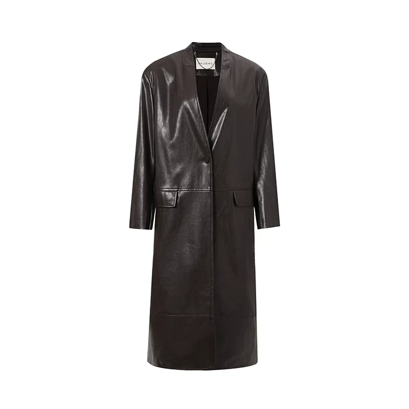 V-Neck PU Coat - Image 4