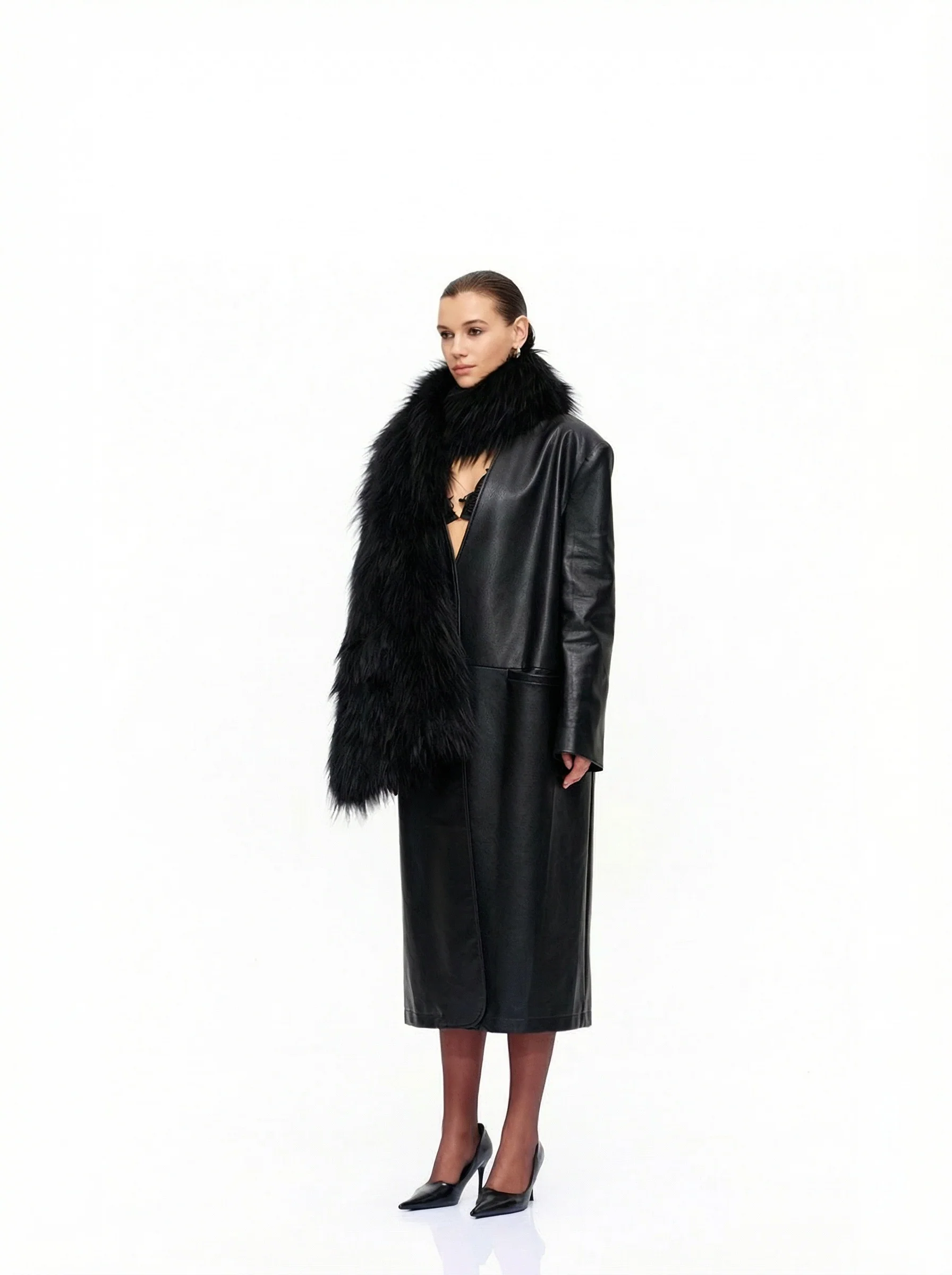 V-Neck PU Coat - Image 5