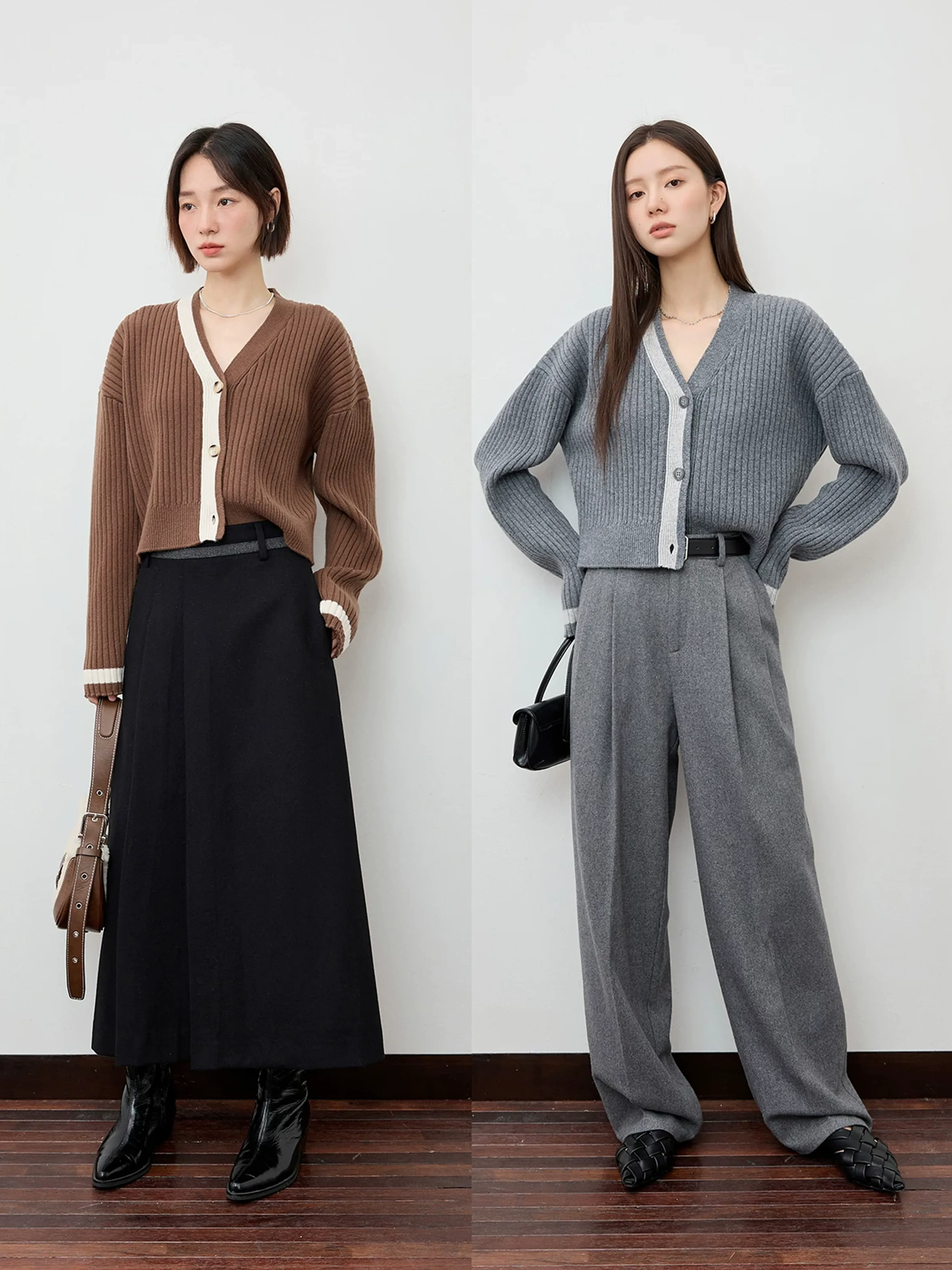 V-Neck Ribbed Cardigan - Image 4