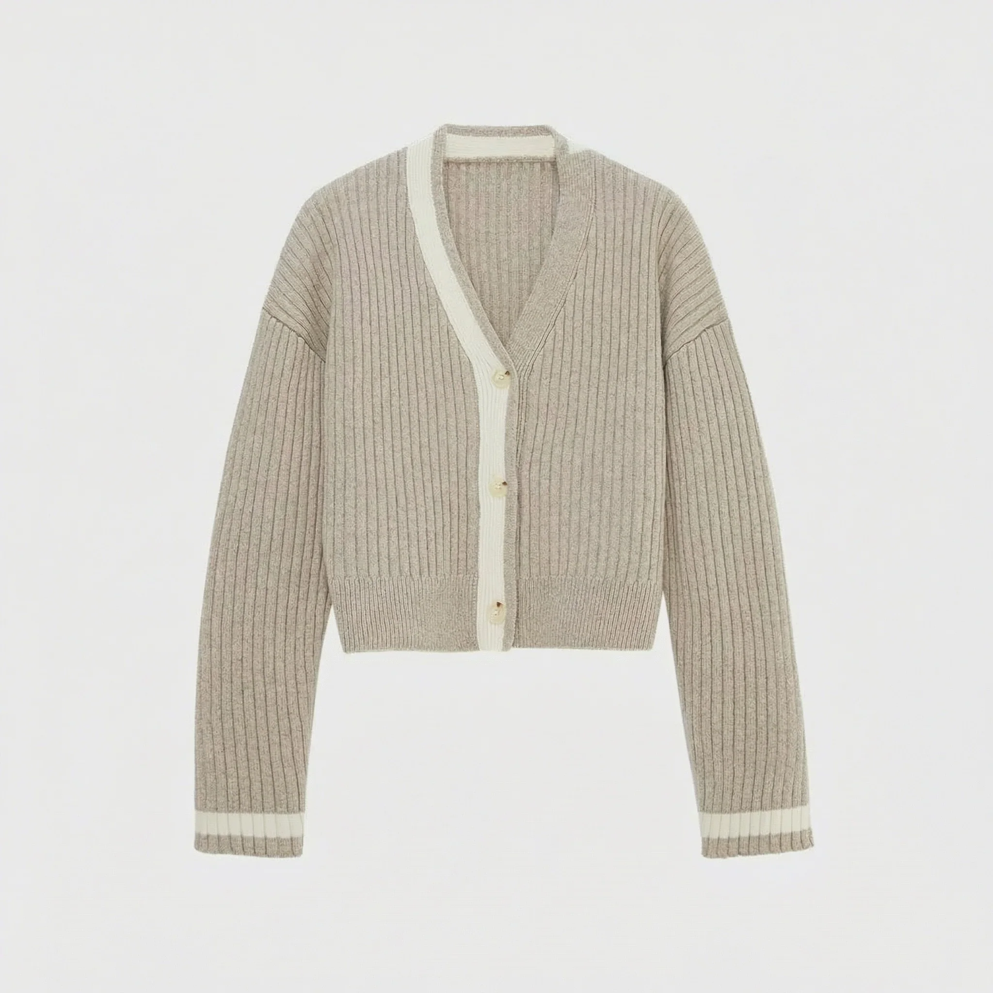 V-Neck Ribbed Cardigan - Image 5