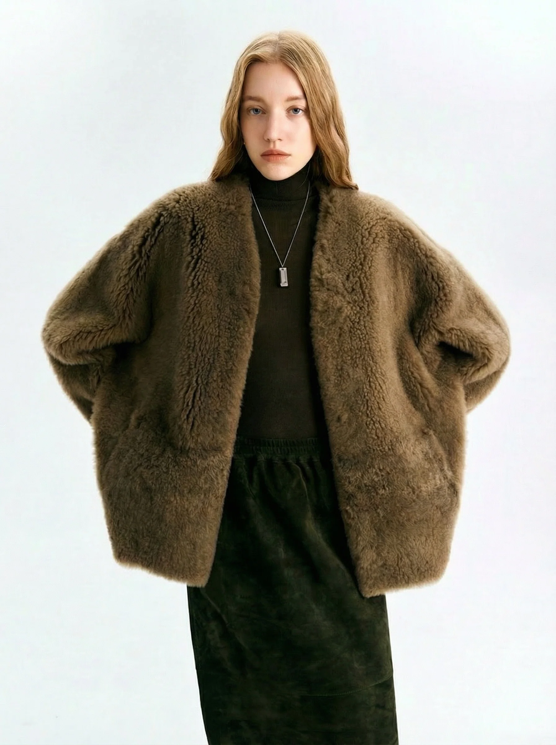 V-Neck Shearling Coat - Image 6
