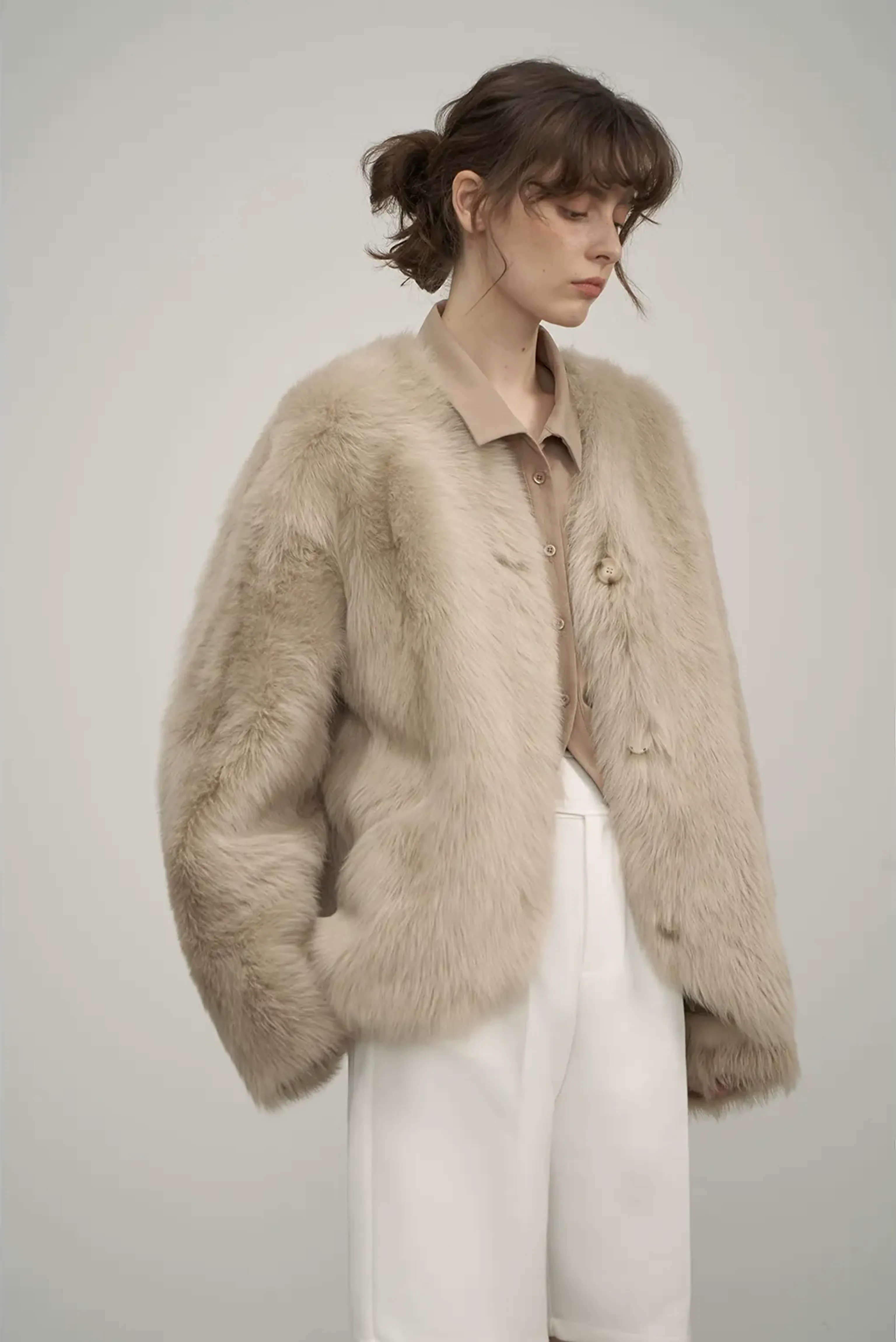 V‑Neck Toscana Shearling Jacket - Image 9
