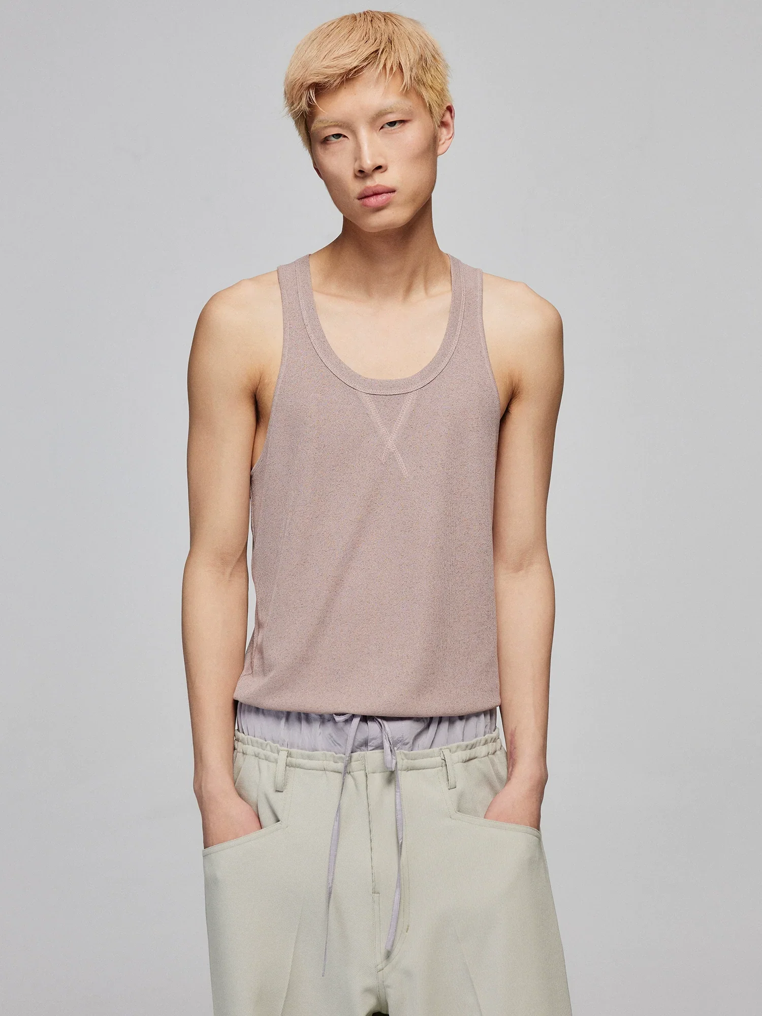 V-Stitch Scoop Neck Knit Tank - Image 3