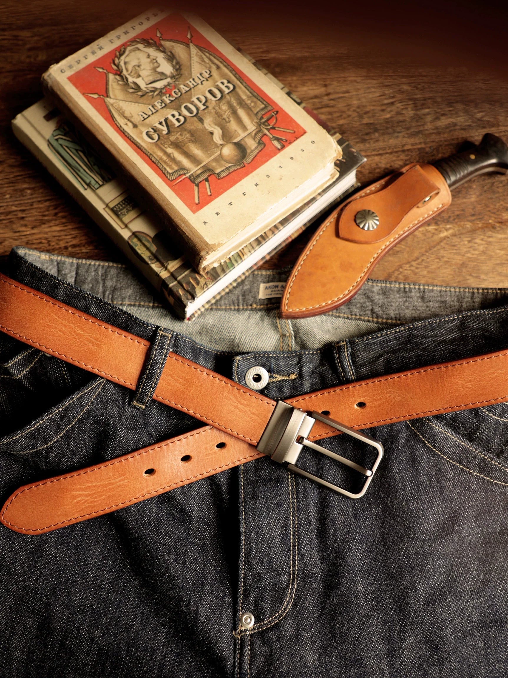 Vegetable-Tanned Cowhide Pin Buckle Belt - Image 3