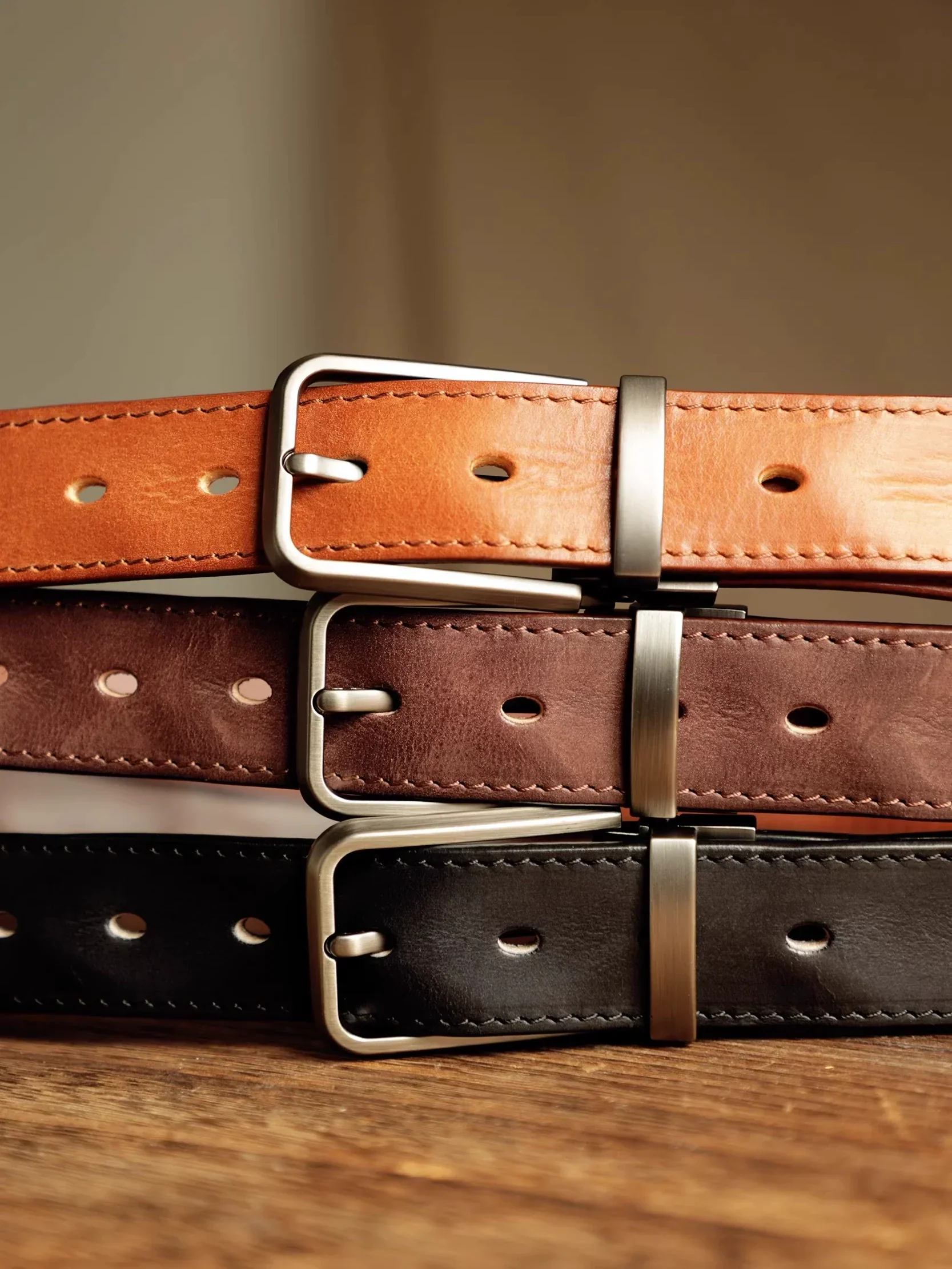Vegetable-Tanned Cowhide Pin Buckle Belt - Image 4