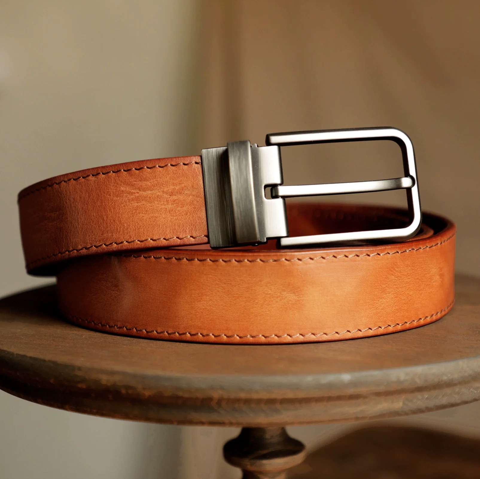 Vegetable-Tanned Cowhide Pin Buckle Belt - Image 5