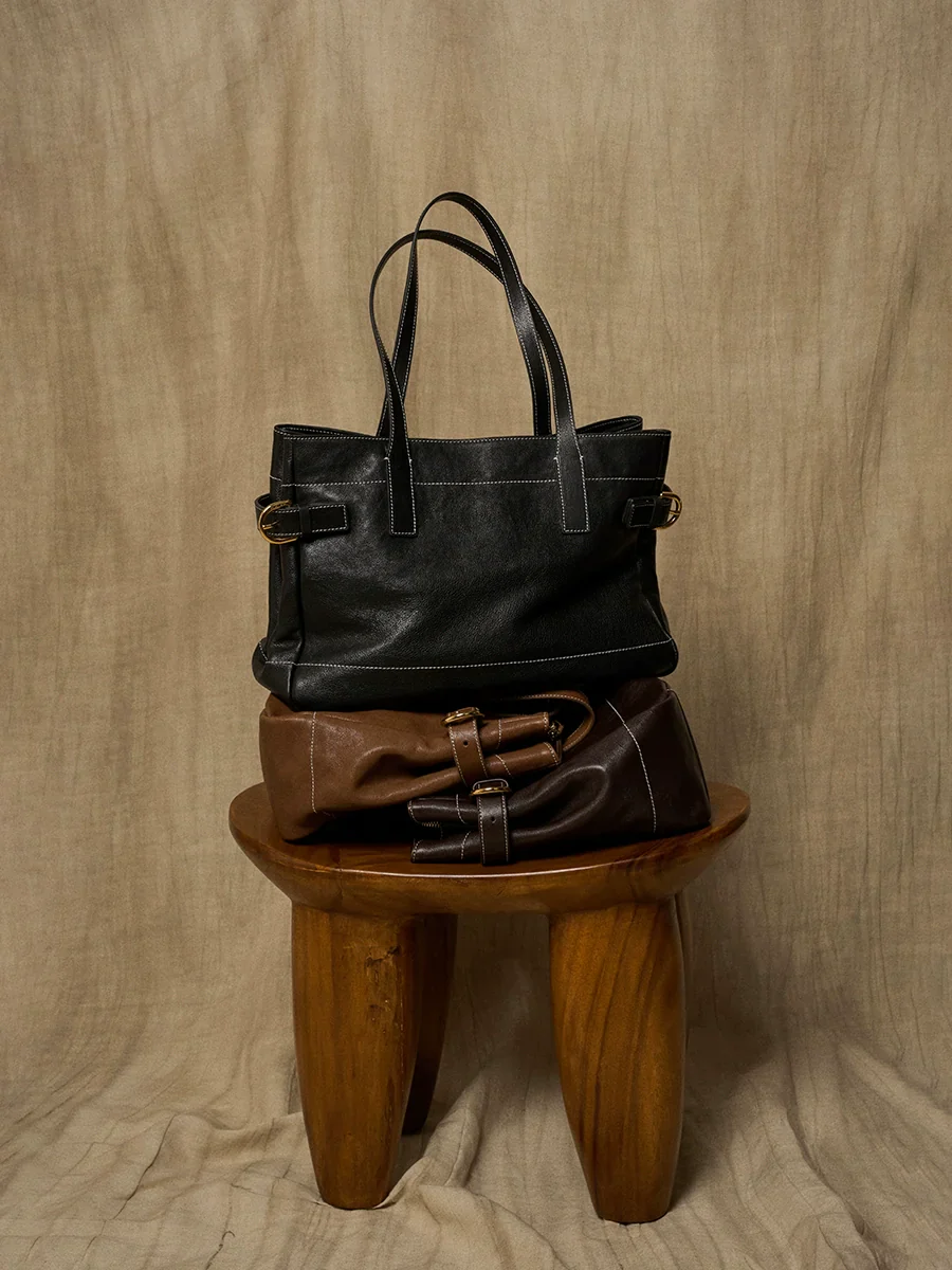 Vegetable-Tanned Cowhide Shoulder Tote - Image 4