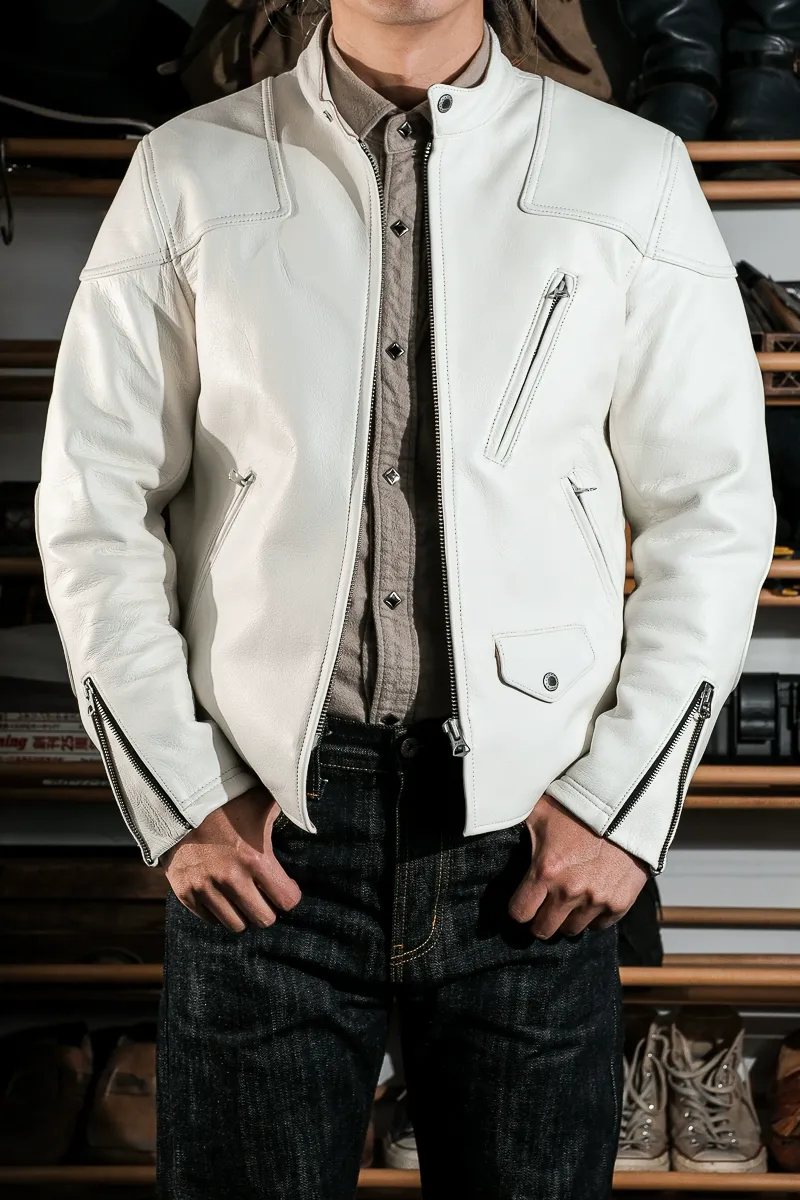 Vegetable-Tanned Goatskin Cafe Racer Jacket - Image 13