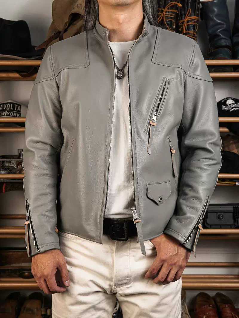 Vegetable-Tanned Goatskin Cafe Racer Jacket - Image 3