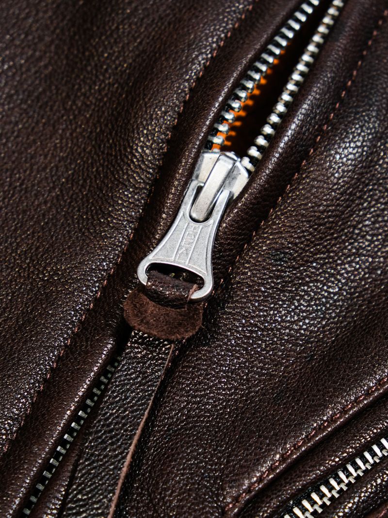 Vegetable-Tanned Goatskin Cafe Racer Jacket - Image 5