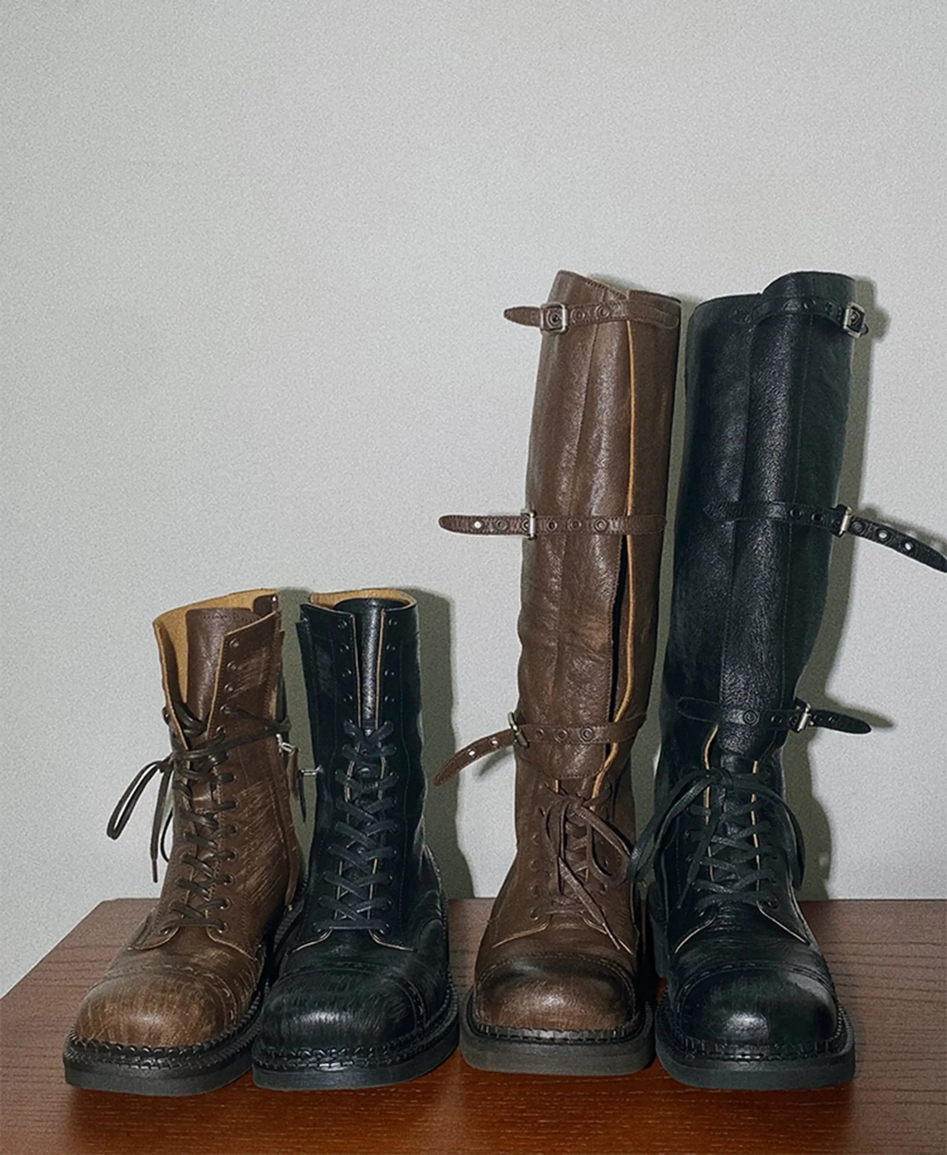 Vegetable-Tanned Lace-Up Buckle Boots - Image 7