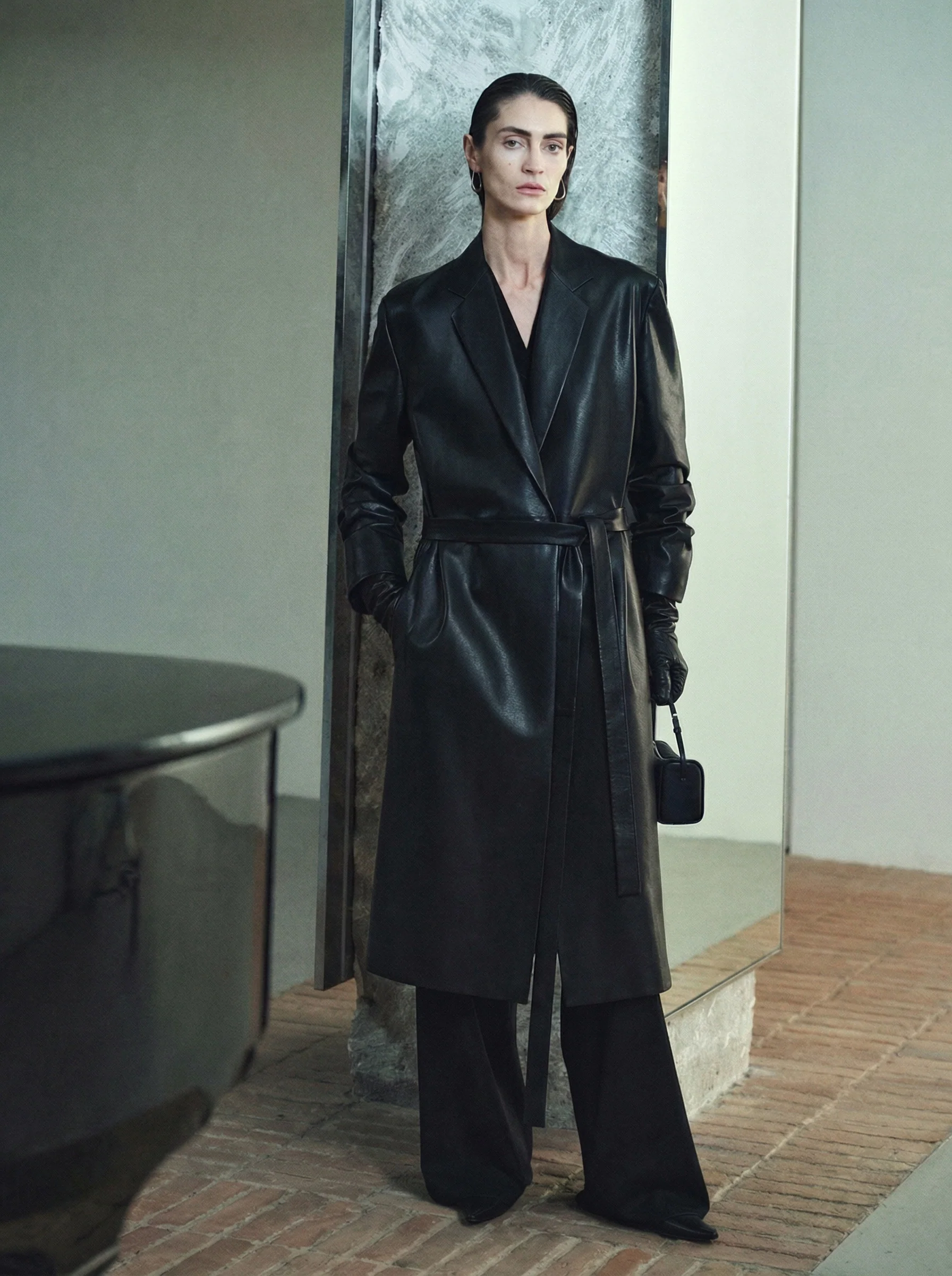 Vegetable-Tanned Lambskin Wrap Coat - Image 2