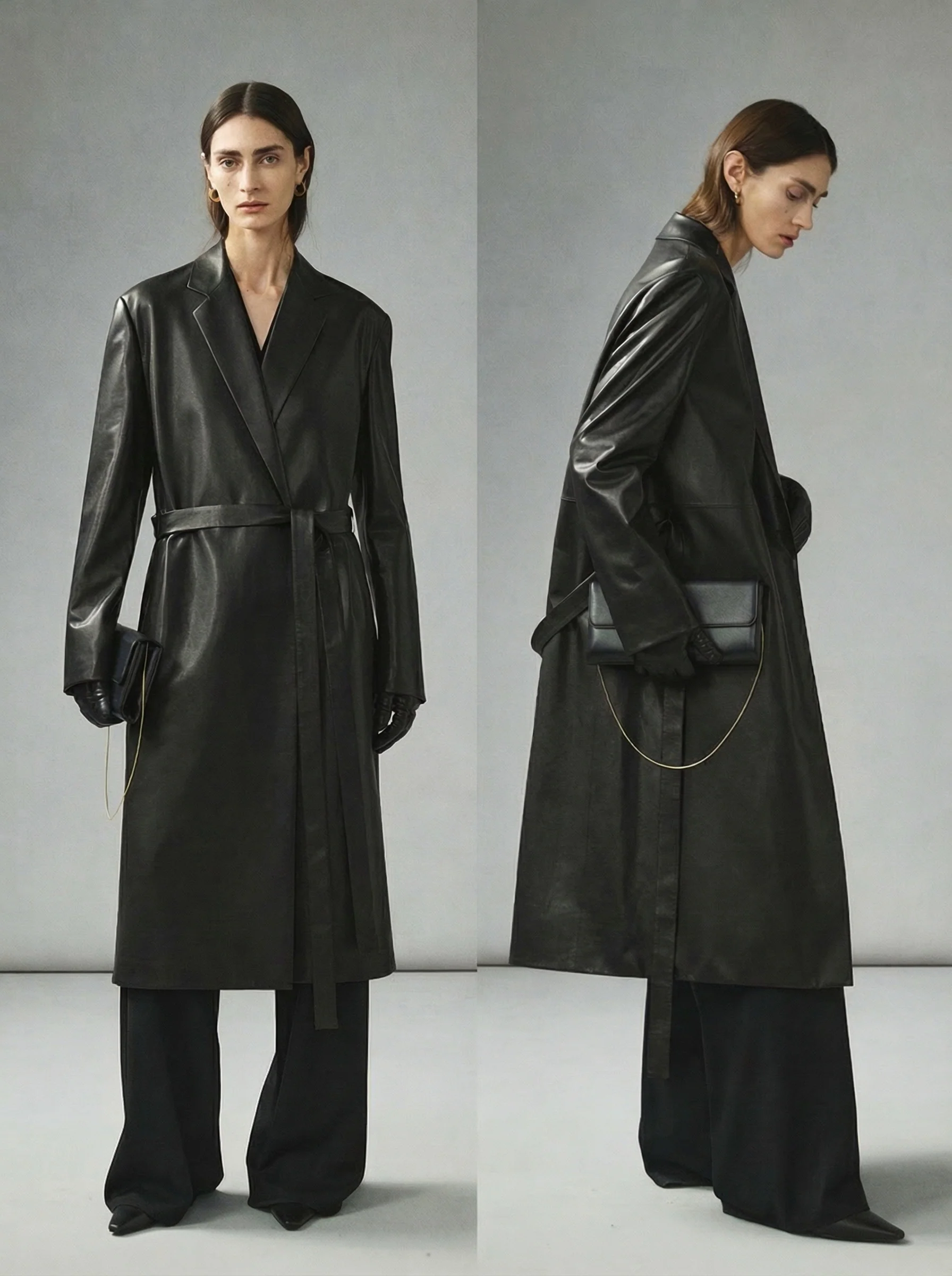 Vegetable-Tanned Lambskin Wrap Coat - Image 3