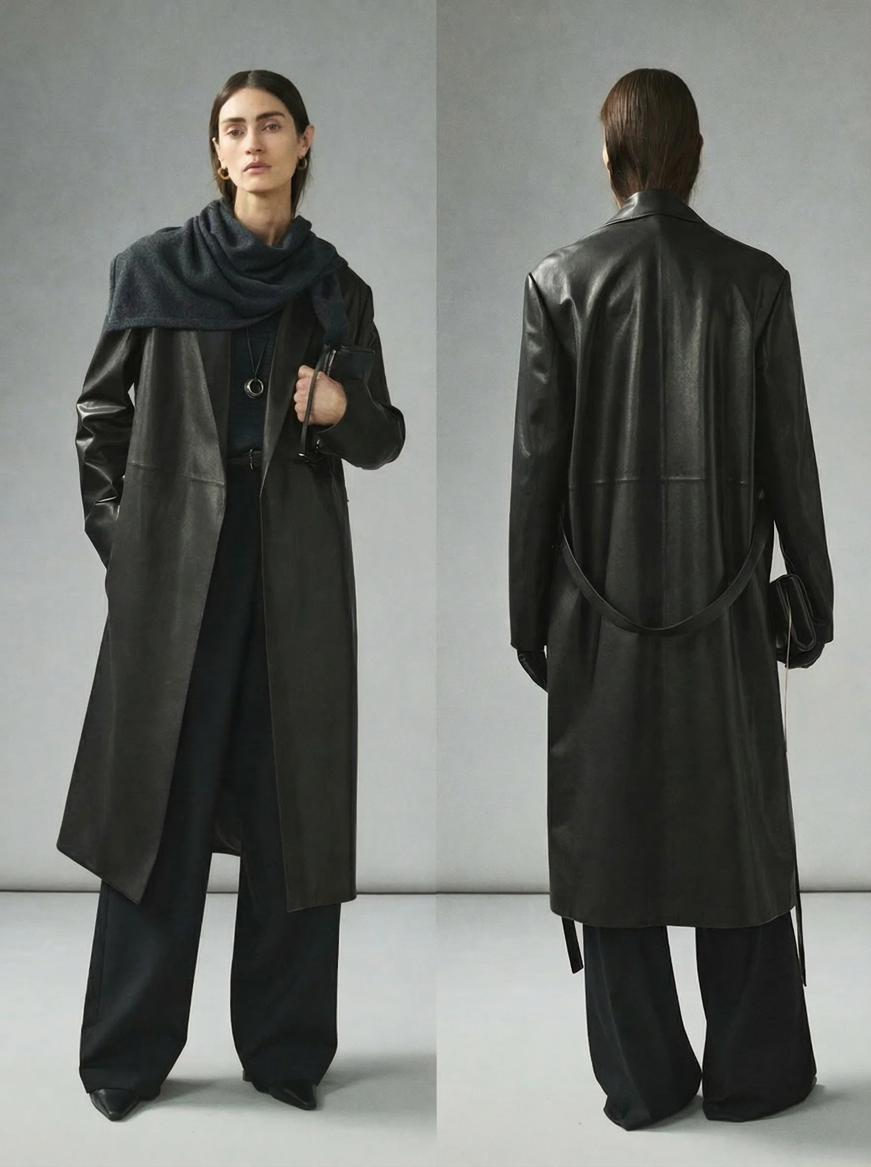 Vegetable-Tanned Lambskin Wrap Coat - Image 5