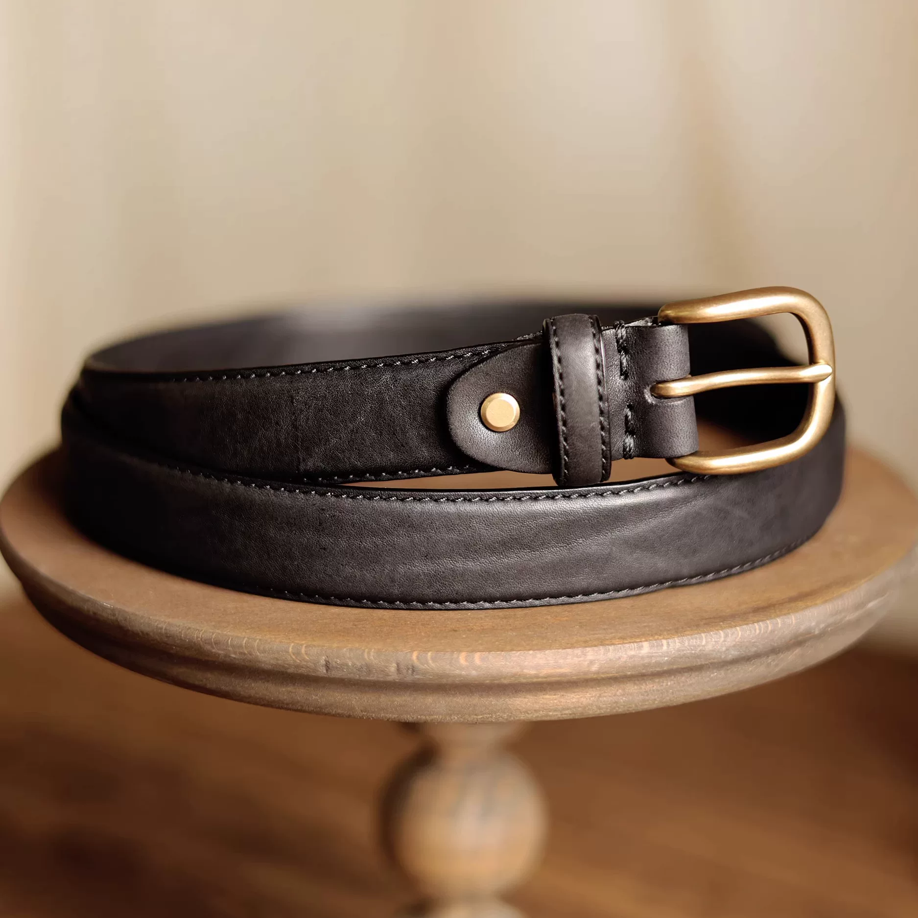 Vegetable-Tanned Leather Belt 3 cm - Image 9