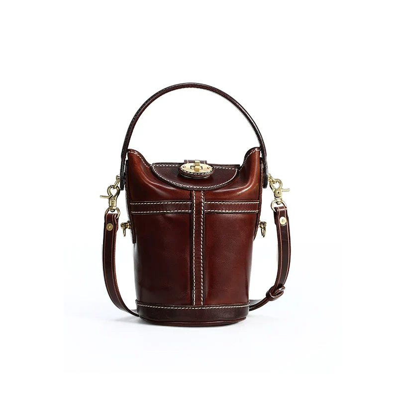 Vegetable Tanned Leather Bucket Bag - Image 5