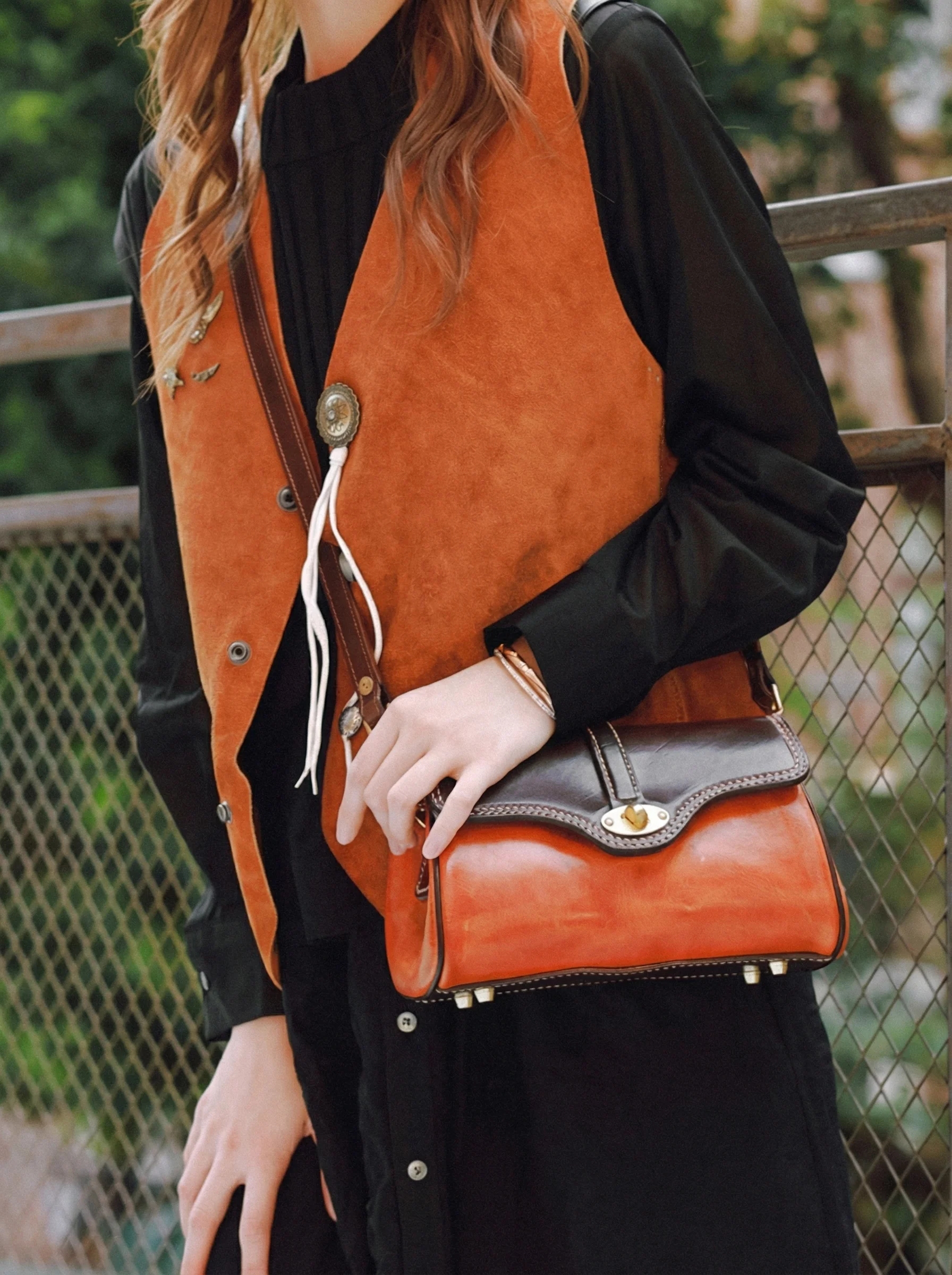 Vegetable-Tanned Leather Crossbody Bag