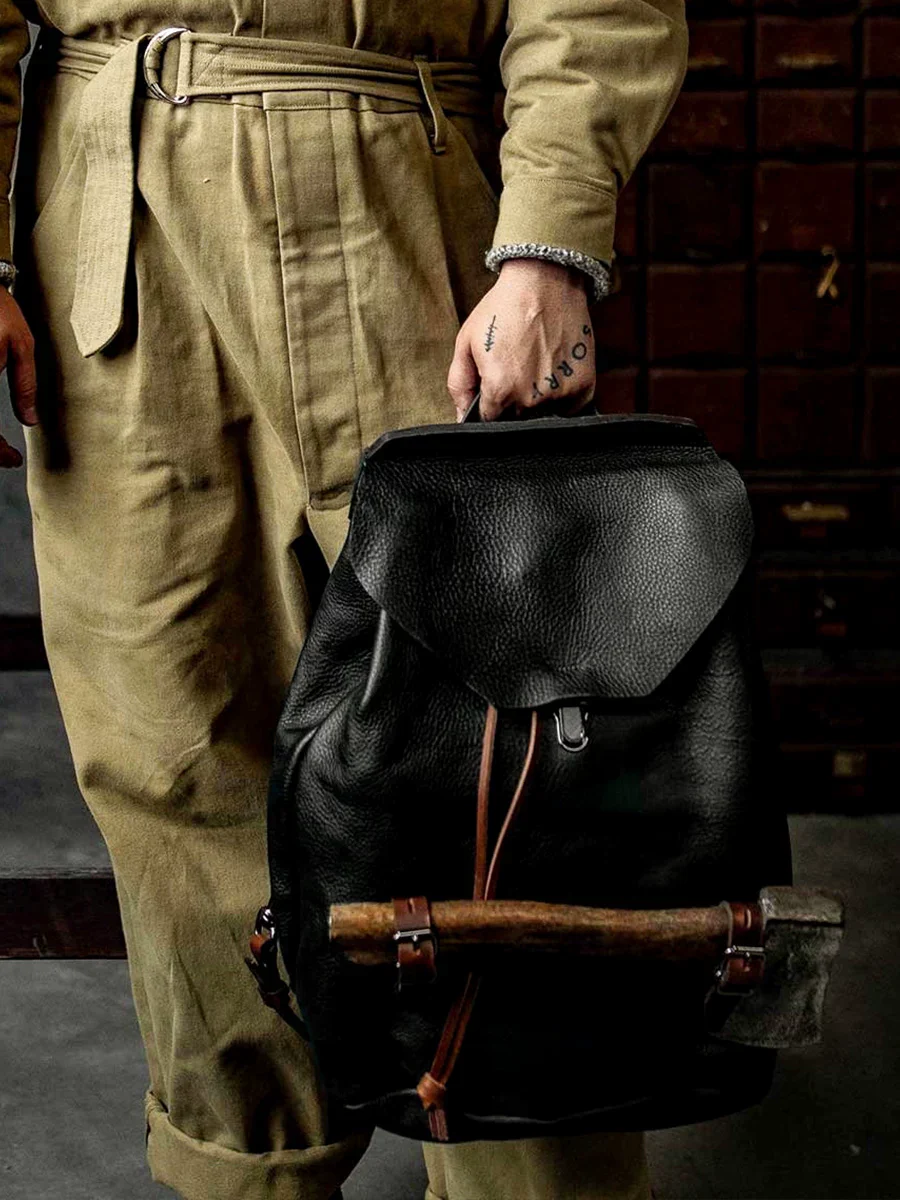 Vegetable-Tanned Leather Travel Backpack - Image 3