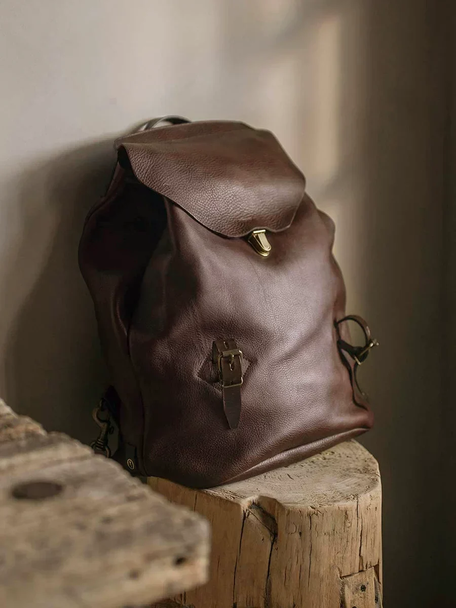 Vegetable-Tanned Leather Travel Backpack - Image 4