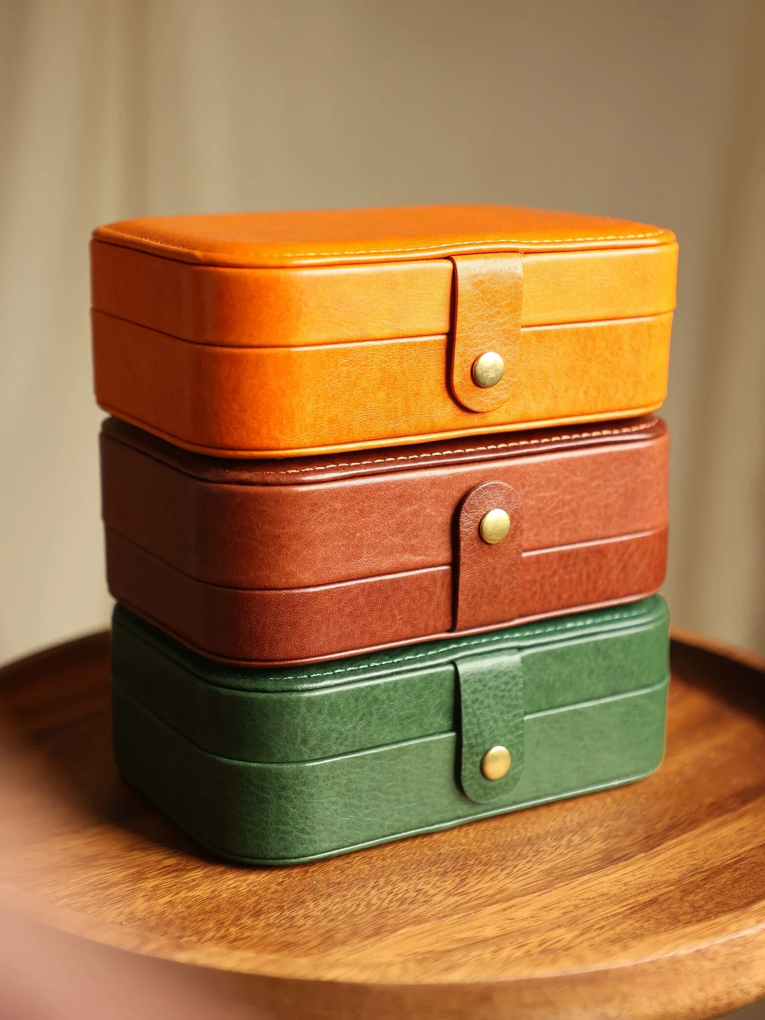 Vegetable-Tanned Leather Travel Jewelry Case