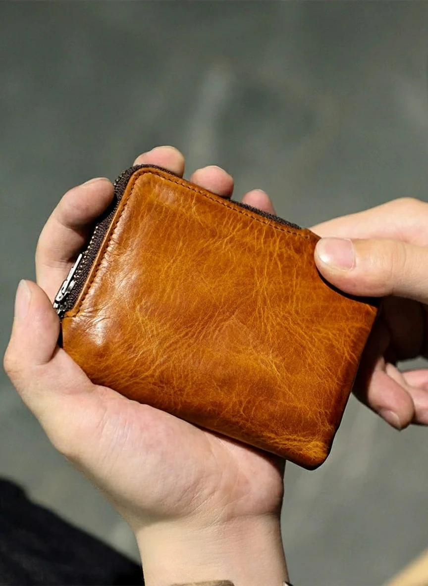 Vegetable-Tanned Leather Zip-Around Wallet - Image 3