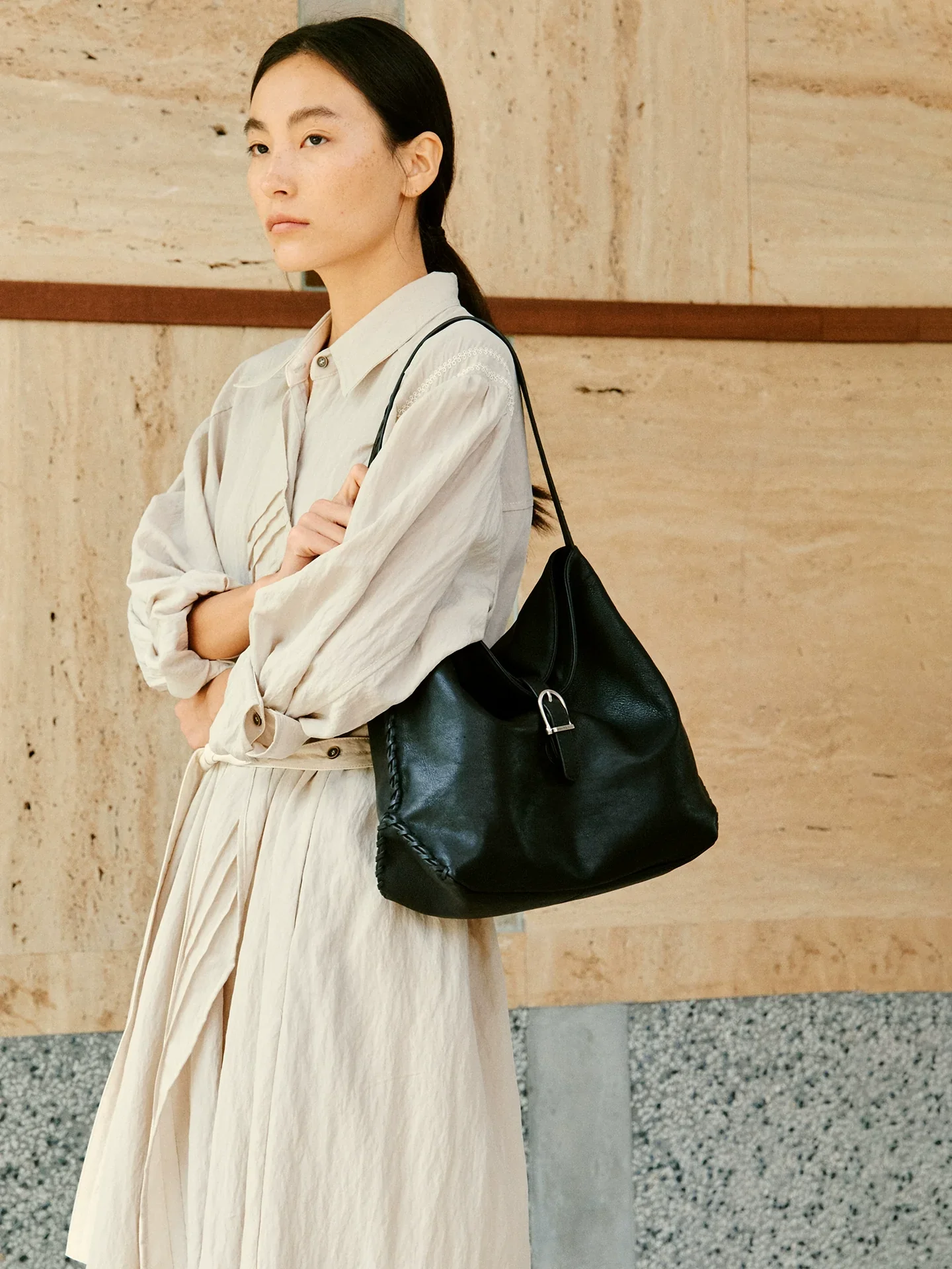 Vegetable-Tanned Rattan Hobo Tote - Image 3