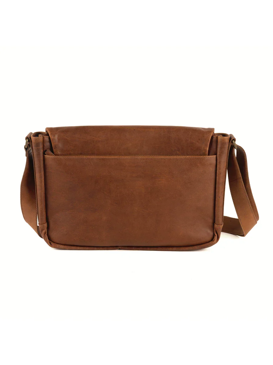 Vegetable-Tanned Top Grain Leather Messenger Bag - Image 5