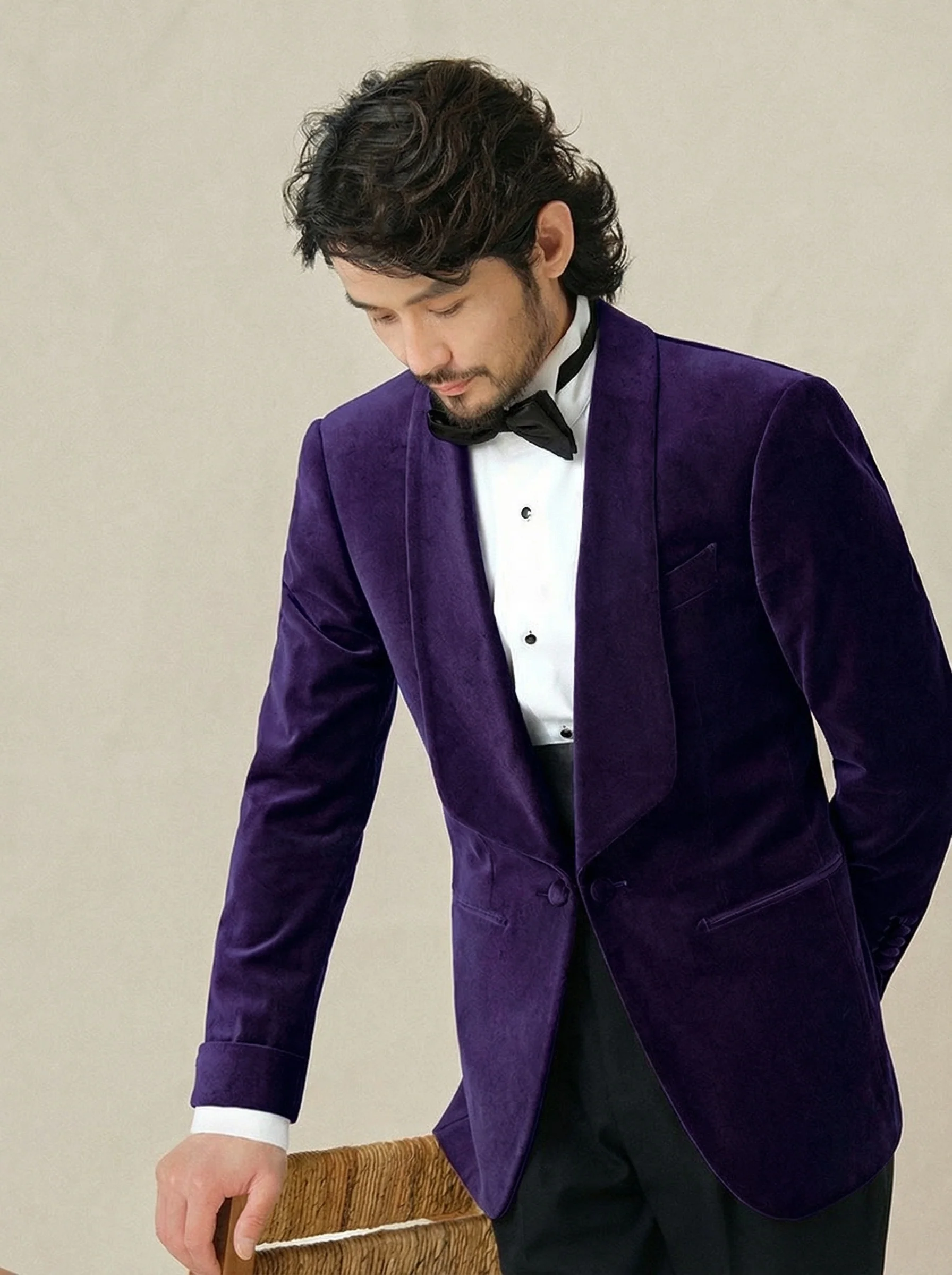 Velvet Shawl-Lapel Tuxedo Jacket - Image 9