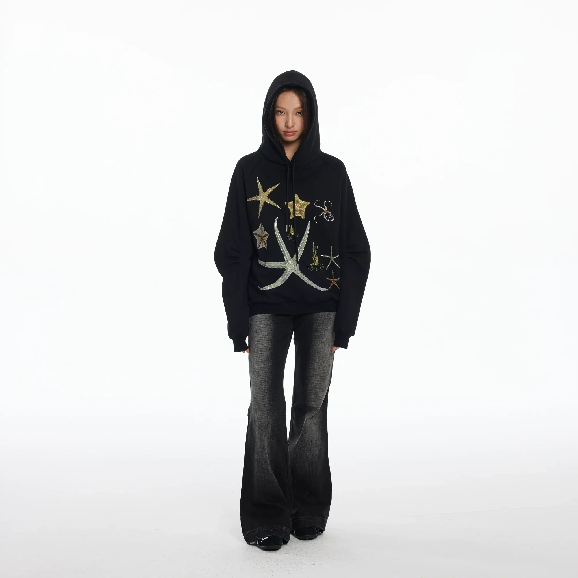 Velvet Starfish Embroidered Hoodie - Image 2