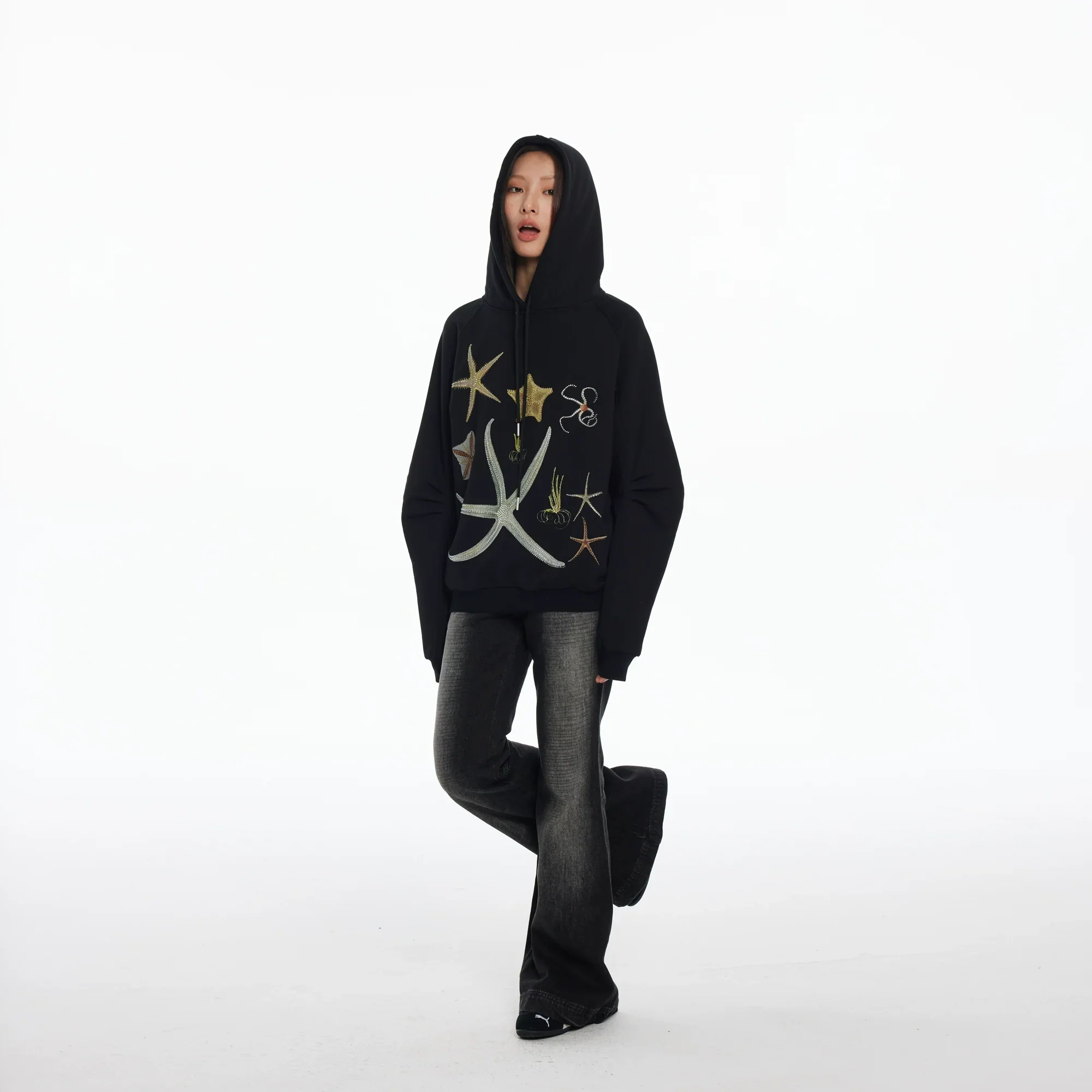 Velvet Starfish Embroidered Hoodie - Image 3