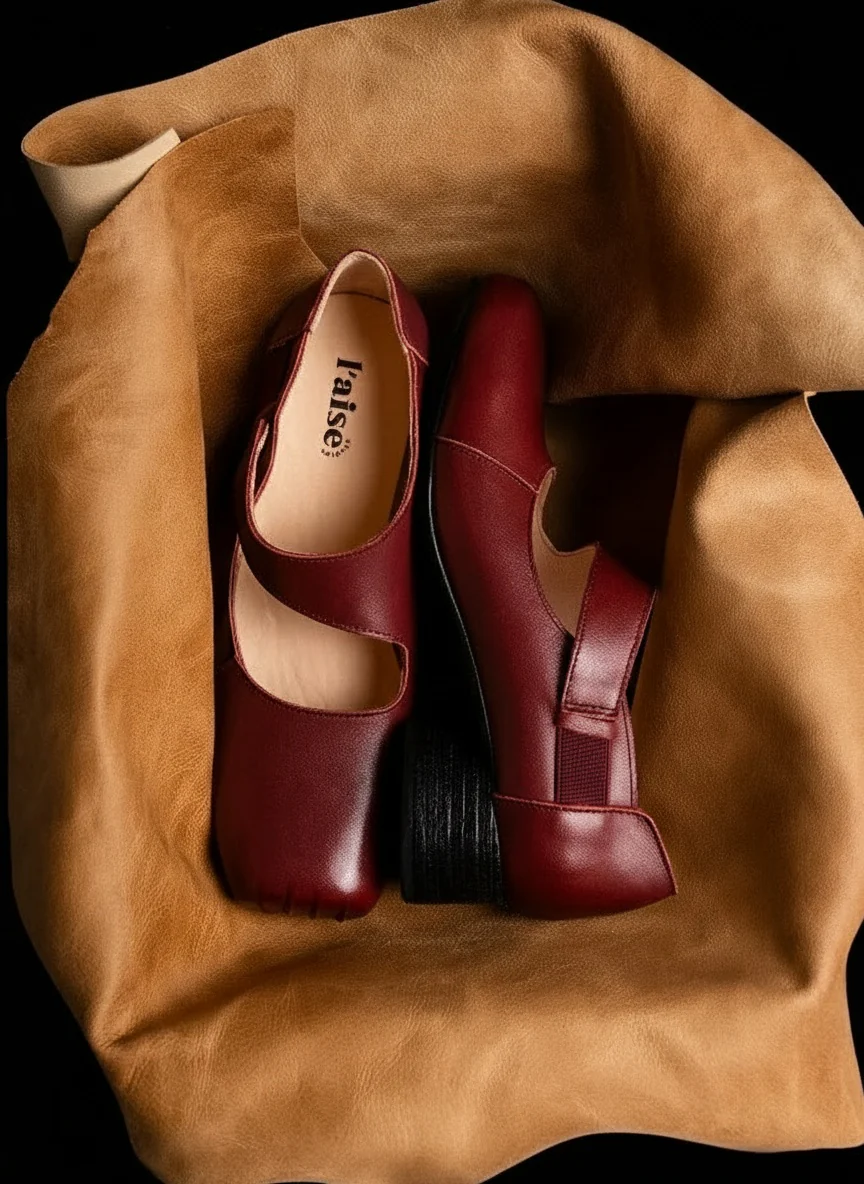 Venus Square-Toe Leather Flats - Image 3