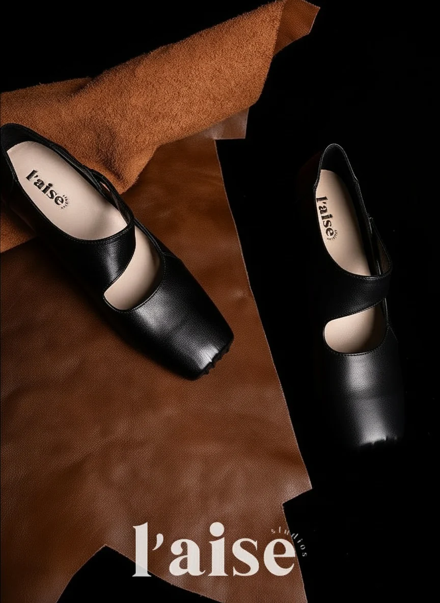 Venus Square-Toe Leather Flats - Image 4