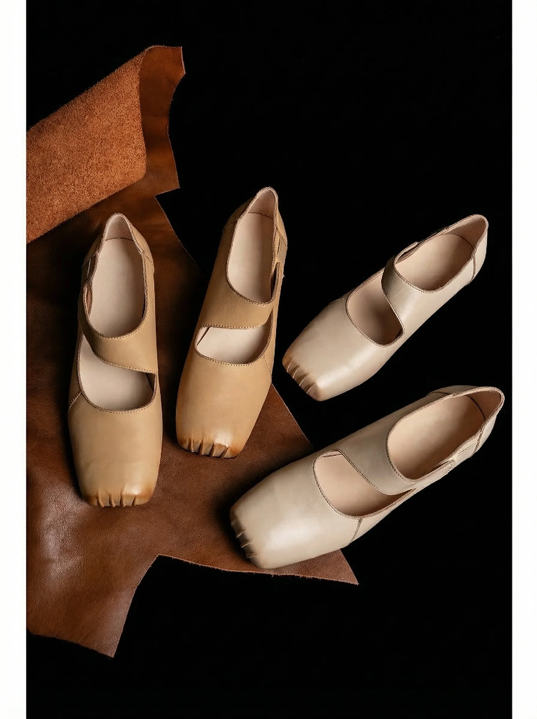 Venus Square-Toe Leather Flats - Image 8