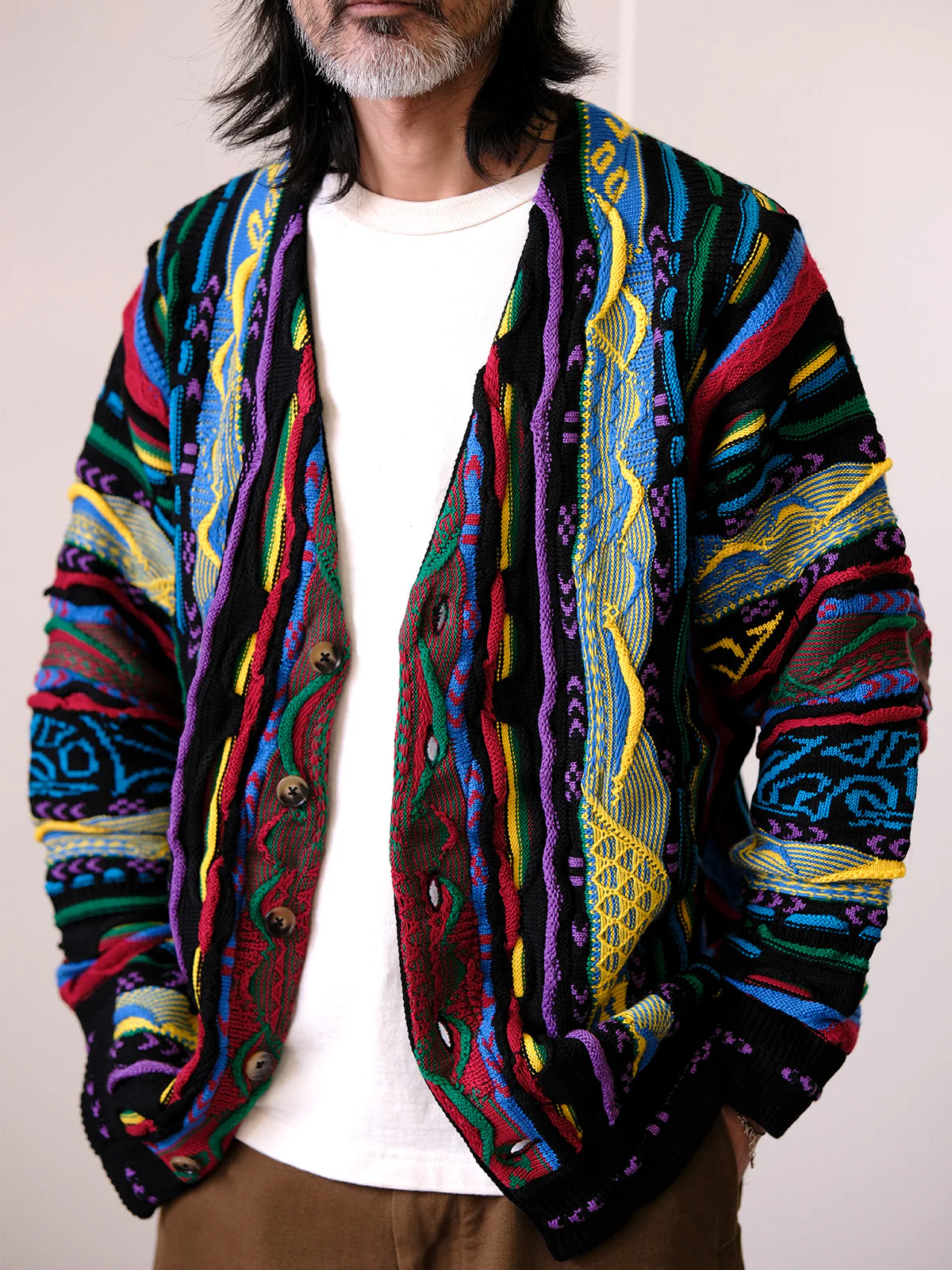 Vibrant Patterned Knit Cardigan - Image 2