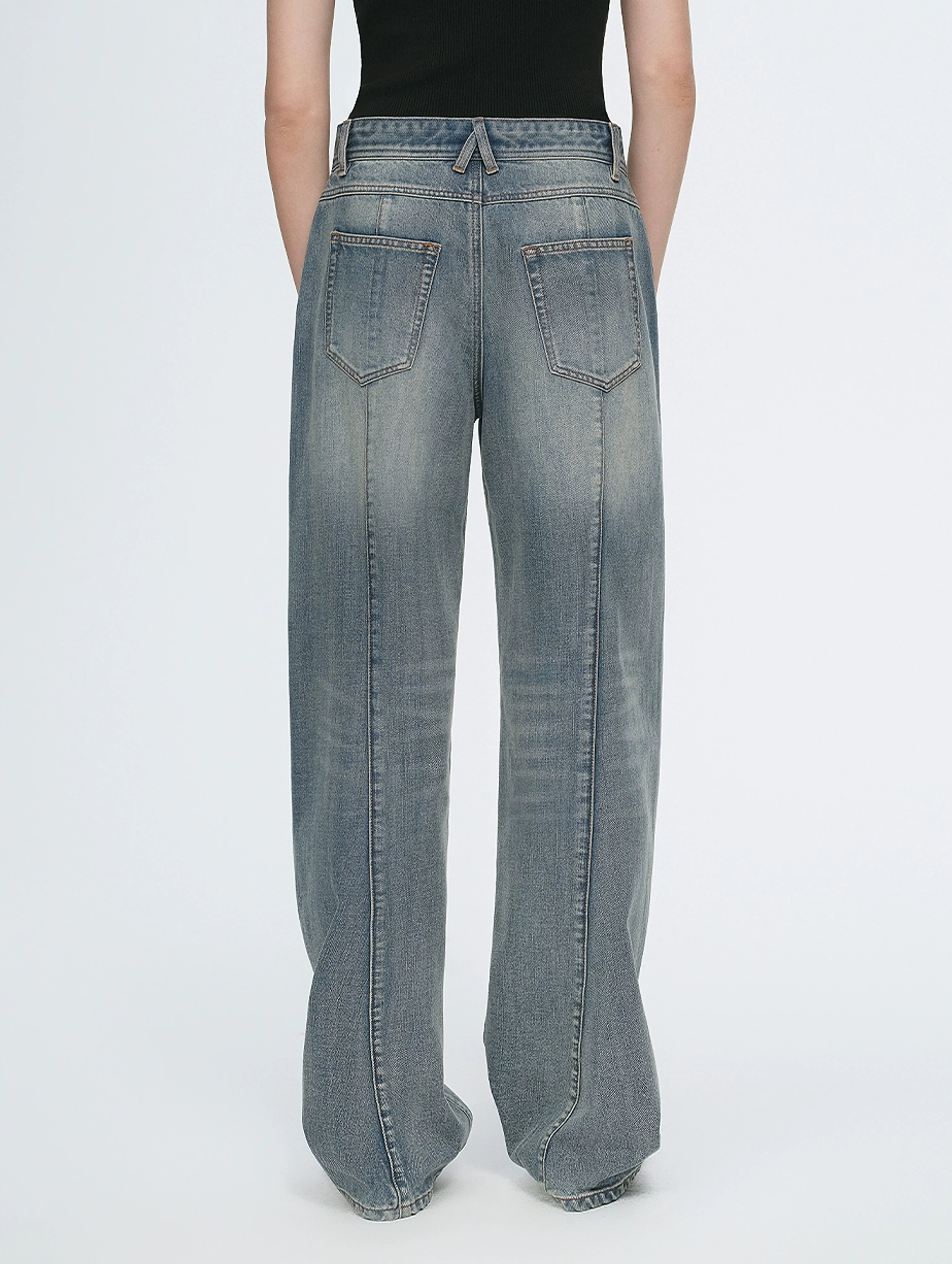 Vintage Grey-Blue Wide-Leg Jeans